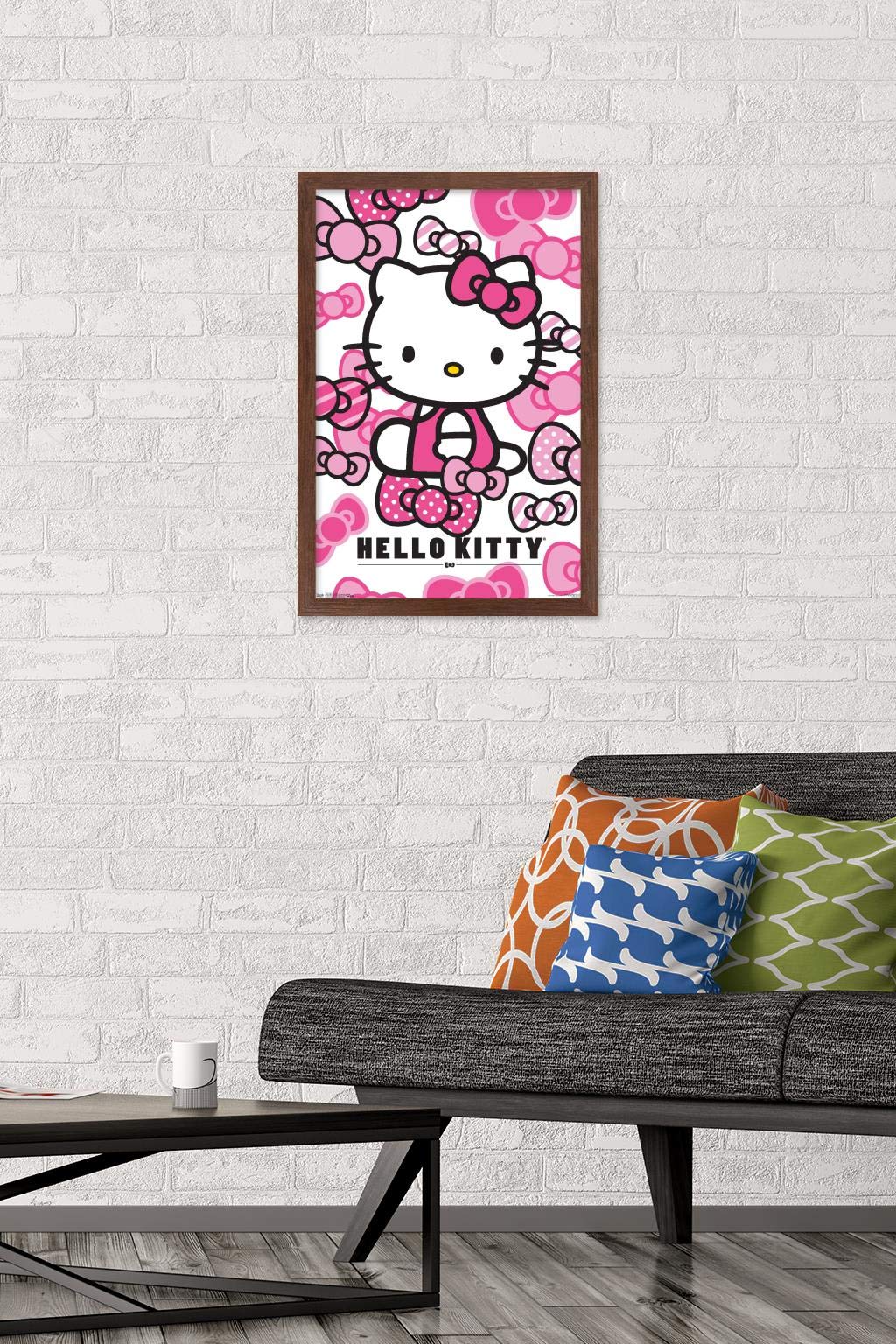 Trends International Hello Kitty - Bows Wall Poster, 14.725'' X 22.375'', Mahogany Framed Version