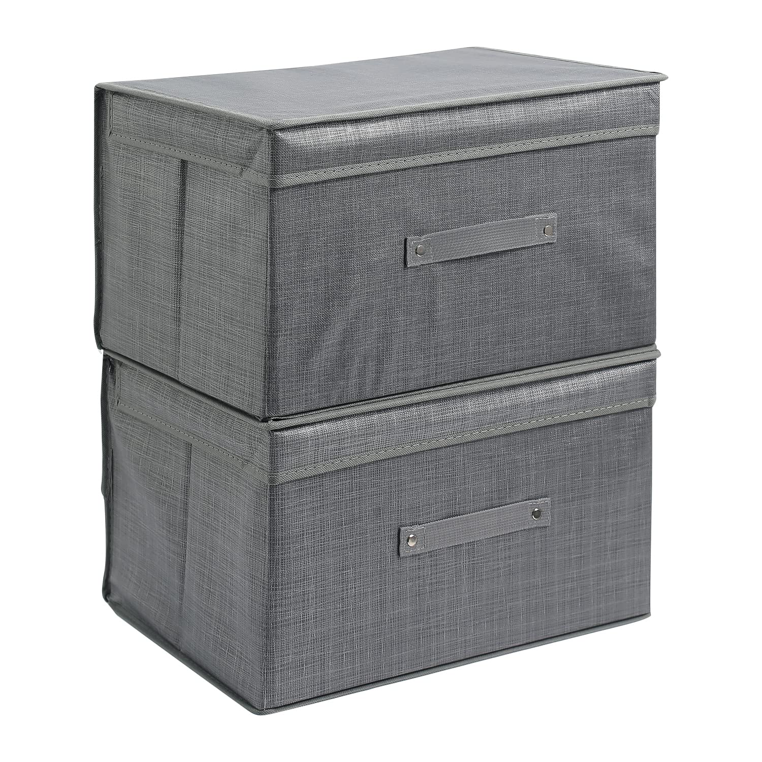 Homestorie Storage Boxes For Clothes Cupboard Organizer, Pack Of 2, 40X30X25 Cm (Ar2552Gry*2, Fabric, Grey)