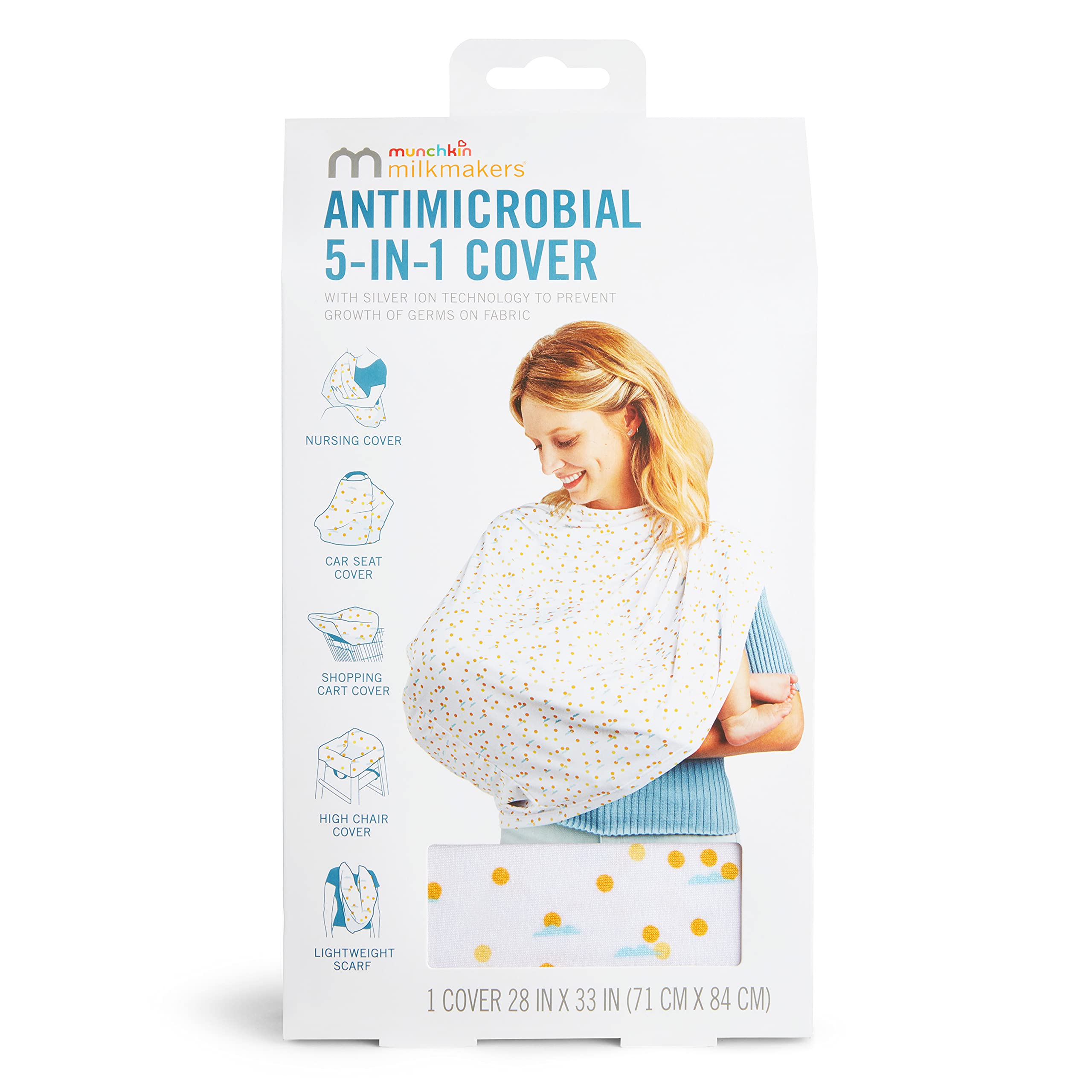Munchkin Milkmakers 5-In-1 Nursing Cover, Quiet Skies, Grey