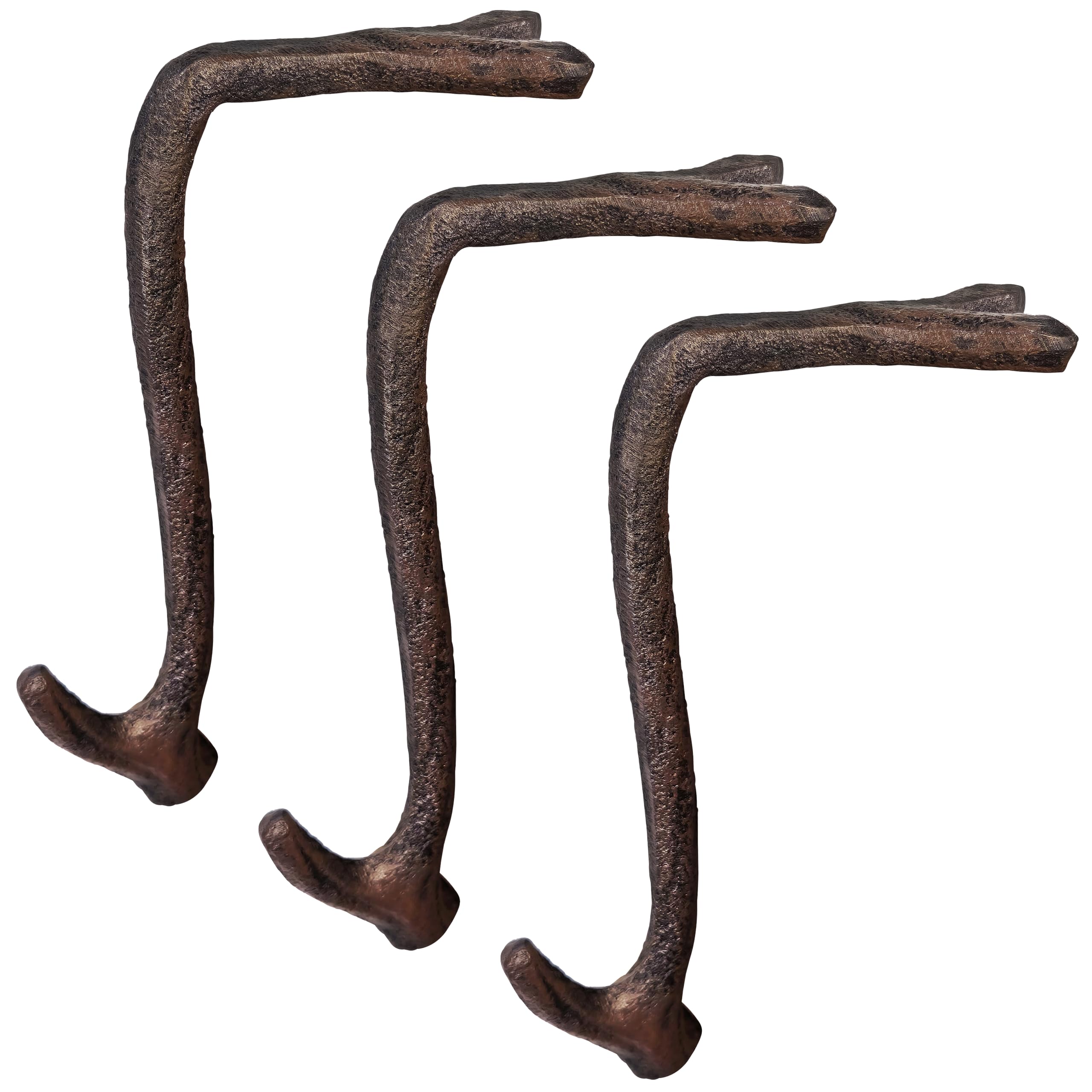 Lulu Decor,100% Cast Iron 8 Brown Straight Branch Stocking Holder for mantle Holds Up to 9 lbs Low Profile Design with Rubber Gr