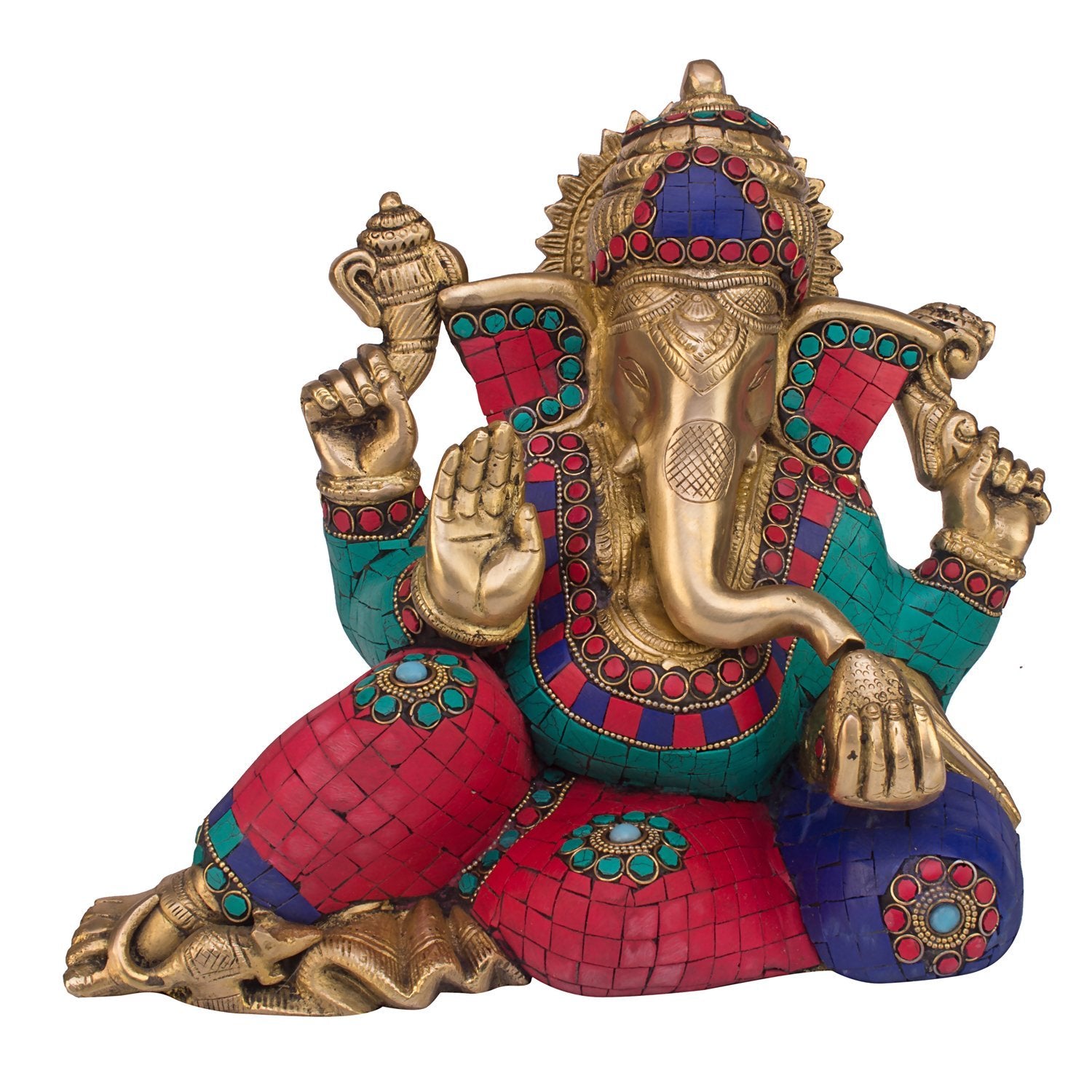 Idol Collections Brass Ganesha Ganesh Murti Idol Statue Statue In Blessing, Height 9.7 Inches
