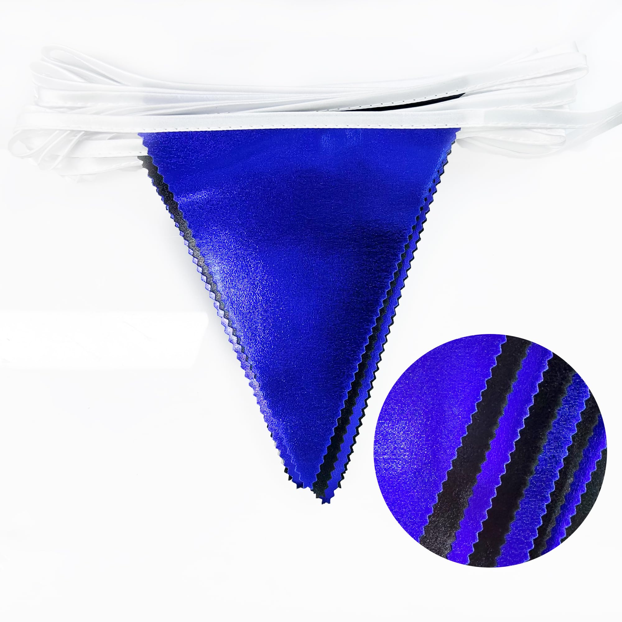 Royal Blue Black Party Decorations Navy Black Metallic Fabric Triangle Pennant Banner Flag Bunting Garland For Graduations Birth