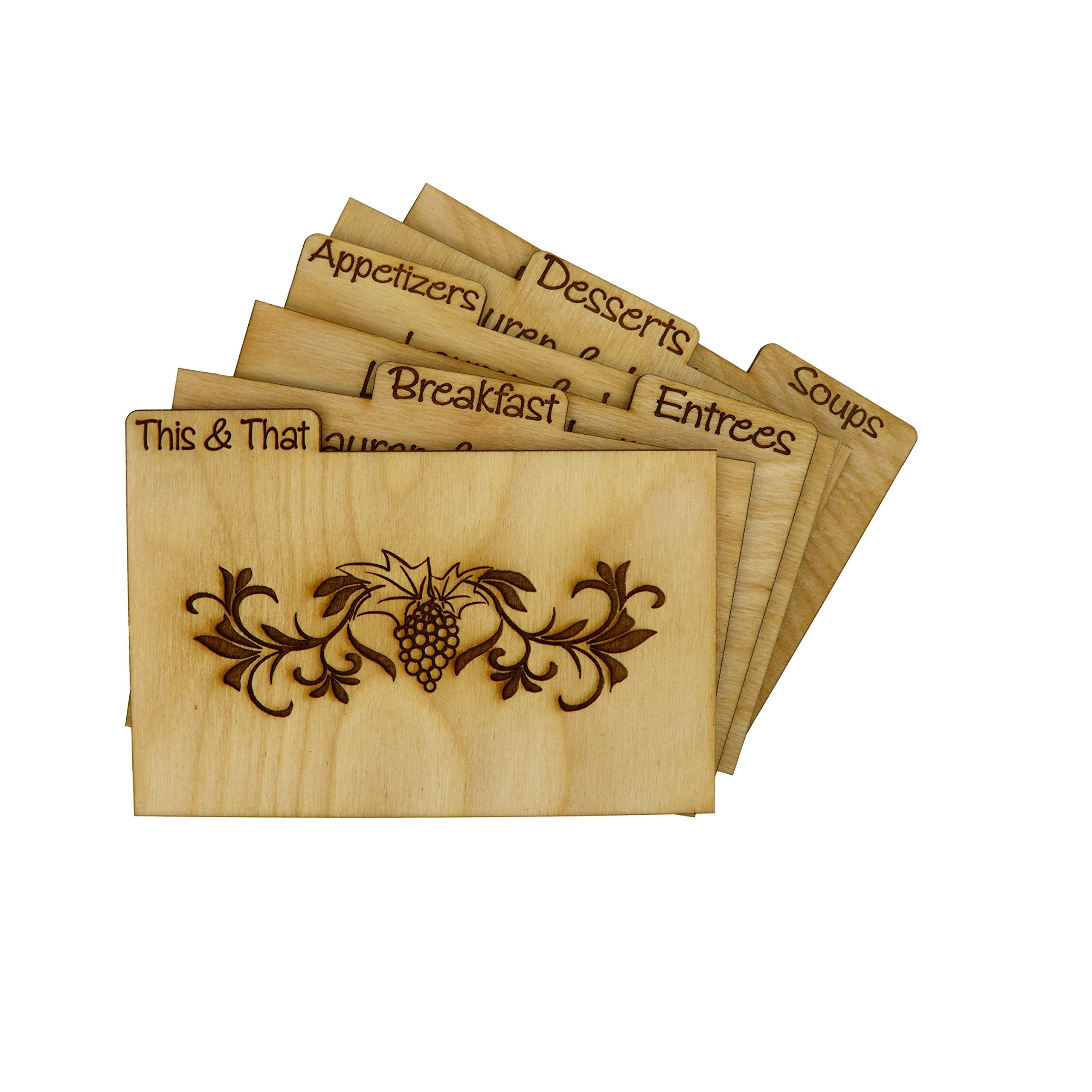 Lgu Monogrammed Personalized Custom Family Recipe Box Wood Box With Recipe Card Dividers