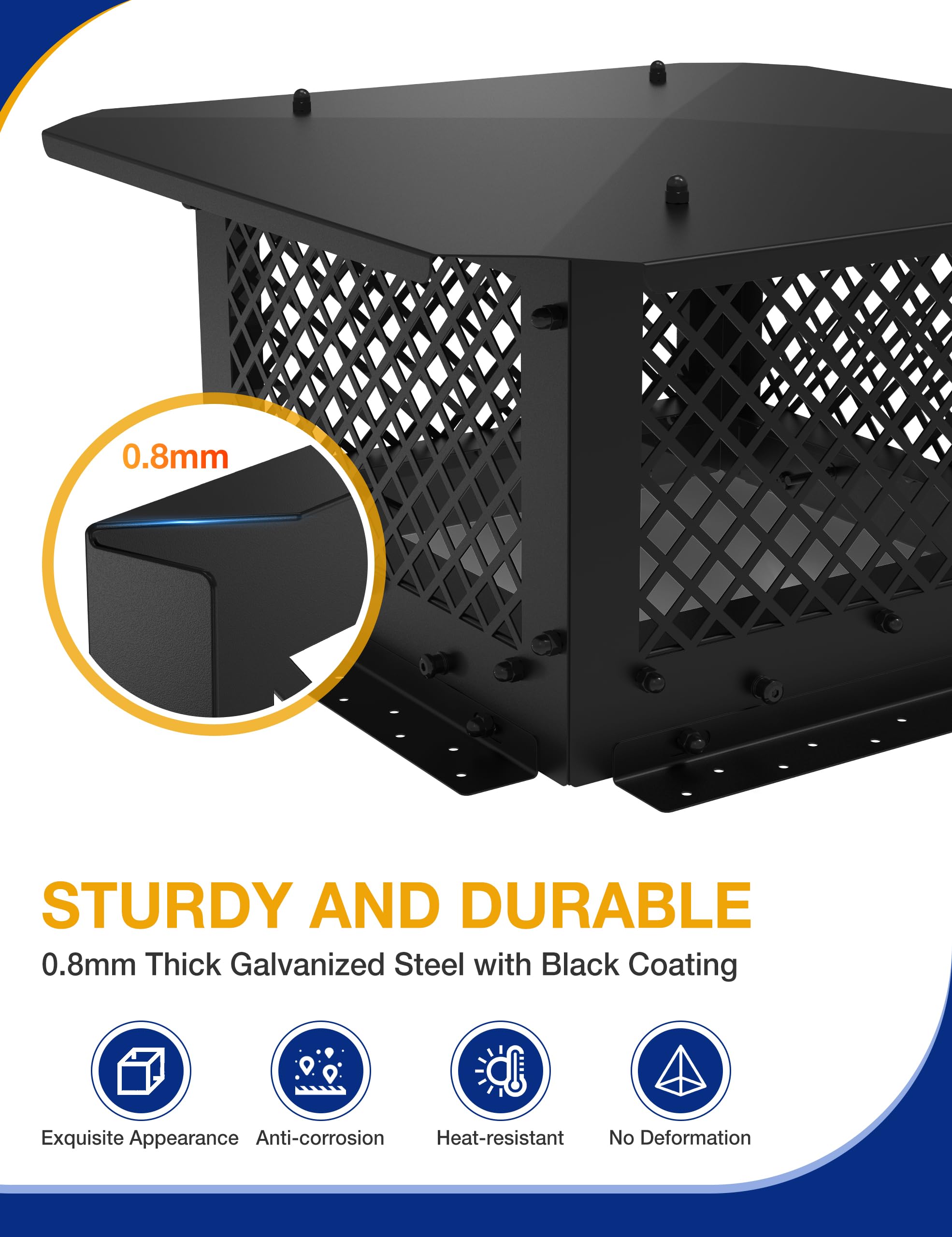 Hahaemall Chimney Cap, 18'' X 22'' Chimney Cover, Chimney Rain Caps, Adjustable Fireplace Chimney Caps For Outside To Fit Existi