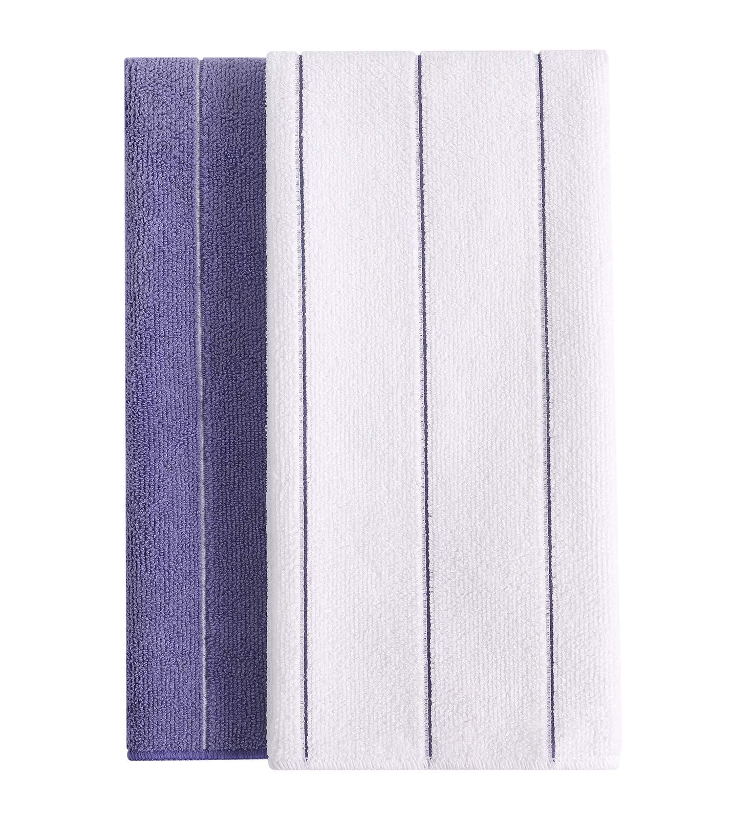 Microfiber Kitchen Towels - Super Absorbent  Soft and Solid Color Dish Towels  8 Pack (Stripe Designed Purple and White Colors)  26 x 18 Inch (Purple)