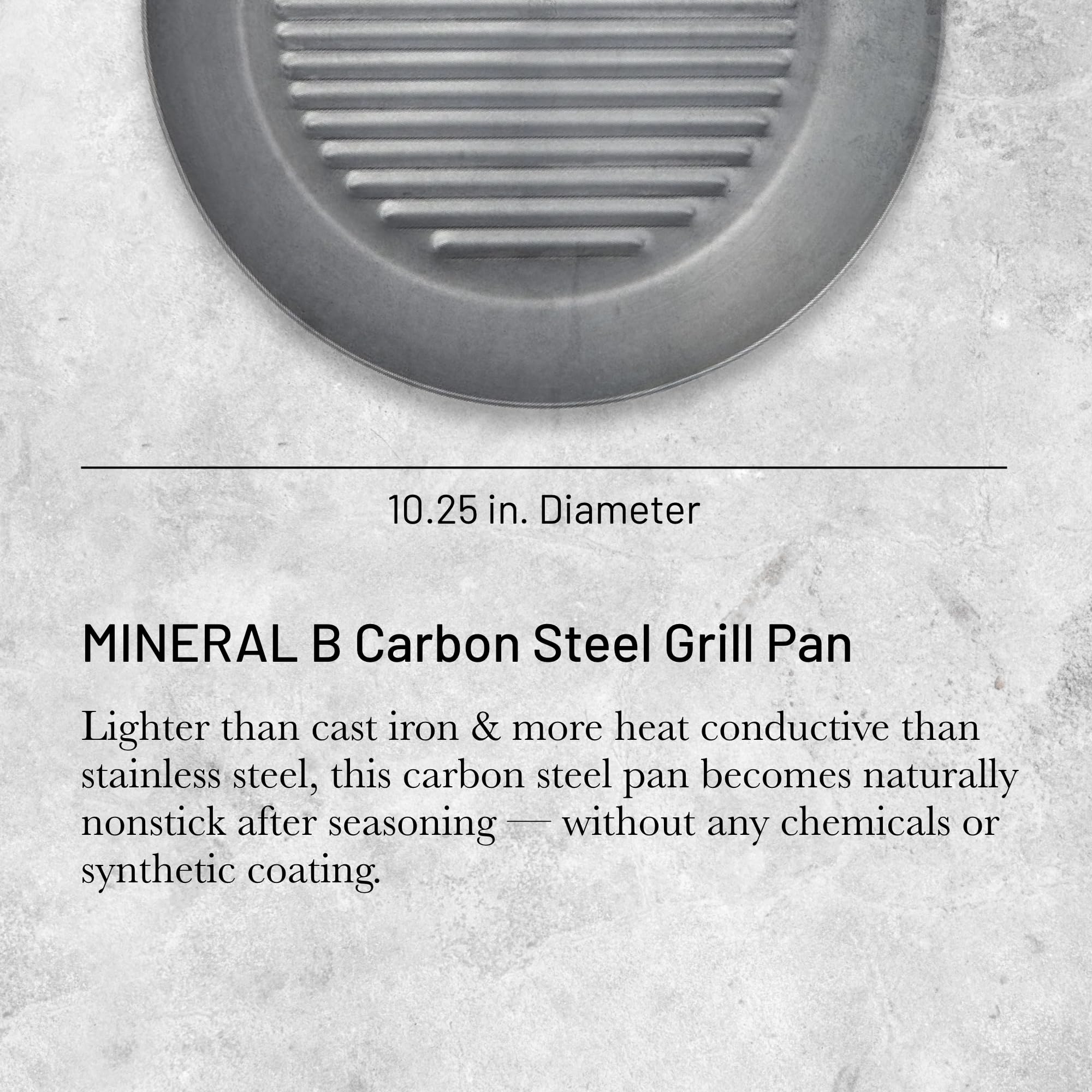 De Buyer Mineral B Carbon Steel Grill Pan - 10.25    - Ideal For Grilling & Browning Meat - Naturally Nonstick - Made In France