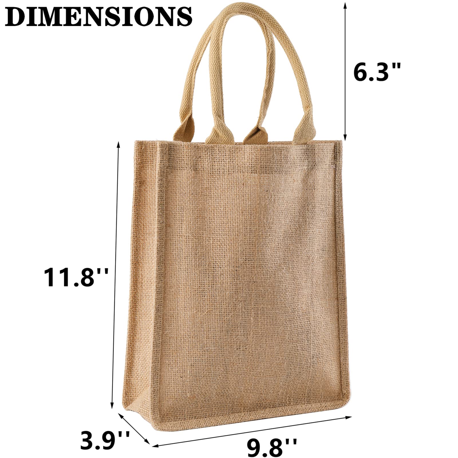 Deayou 8 Pack Jute Tote Bags With Handles, Jute Grocery Totes For Bridesmaid, Diy, Shopping, Pool, Wedding, 9.8''X11.8''X3.9''