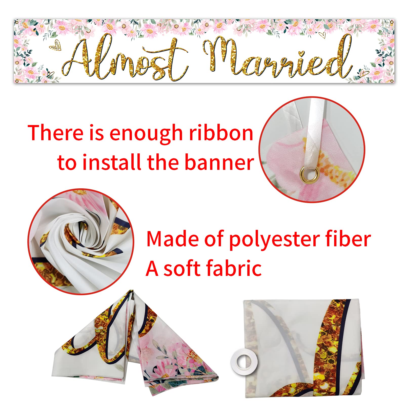 Almost Married Large Banner Sign,Wedding Rehearsal Dinner Decorations Supplies,Engagement Sign Celebrations Party Decor Supplies