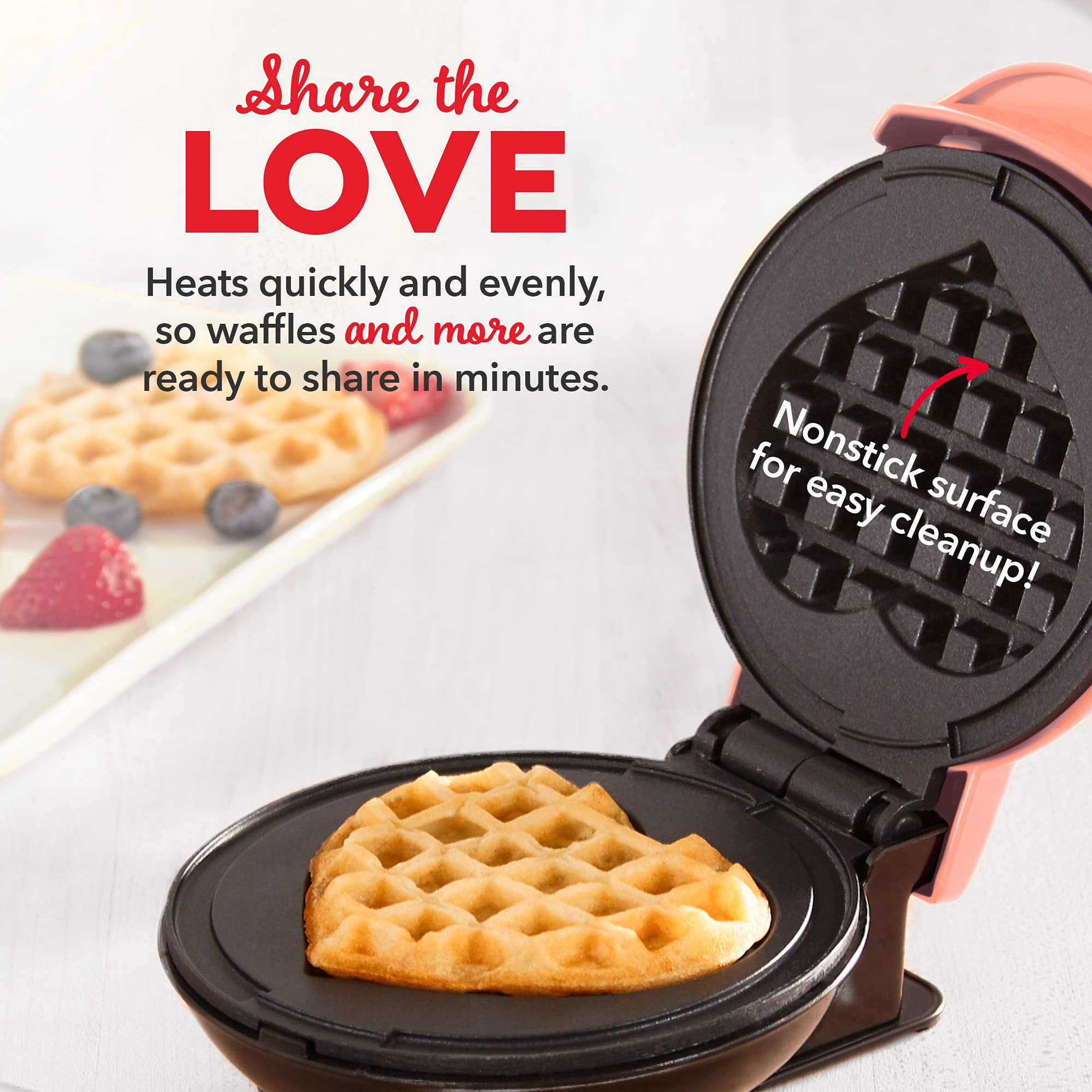 Dash Mini Maker 3-Pack Gift Set, Mini Waffle Maker + Mini Heart-Shaped Waffle Maker + Mini Maker Griddle