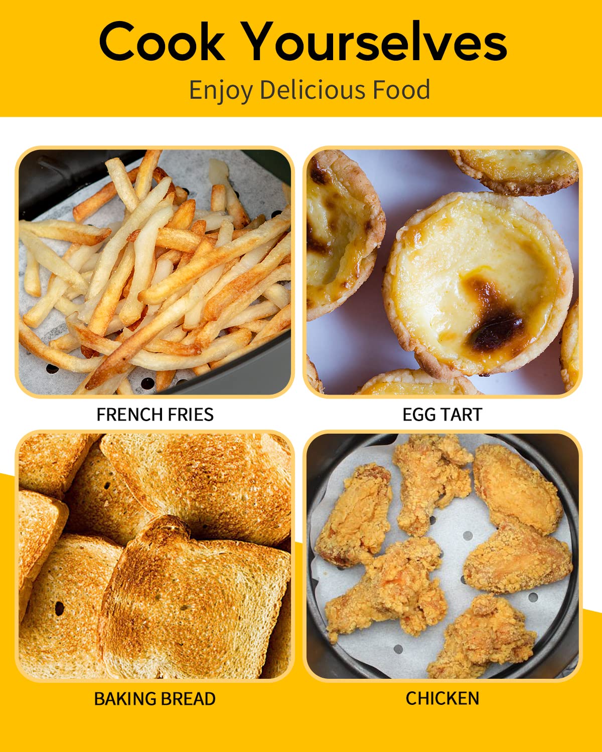 Katbite Air Fryer Parchment Paper Liners 120Pcs, 7.5 Inch Perforated Parchment Paper, Heavy Duty & Non-Stick Round Parchment Pap