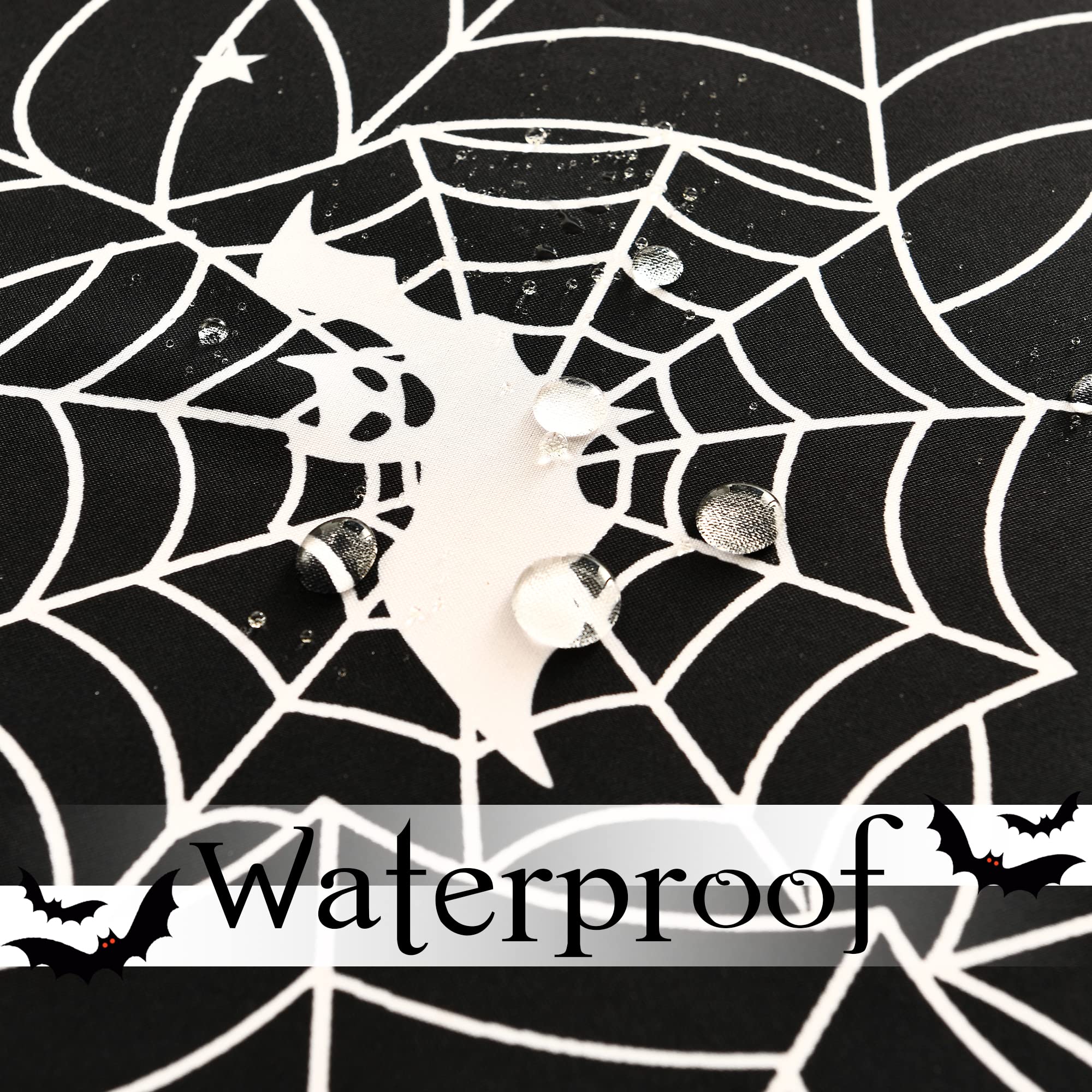 Mikiup Rectangle Halloween Tablecloth - Spider Web Decorative Holiday Table Cloth, Waterproof And Washable Table Cover For Party