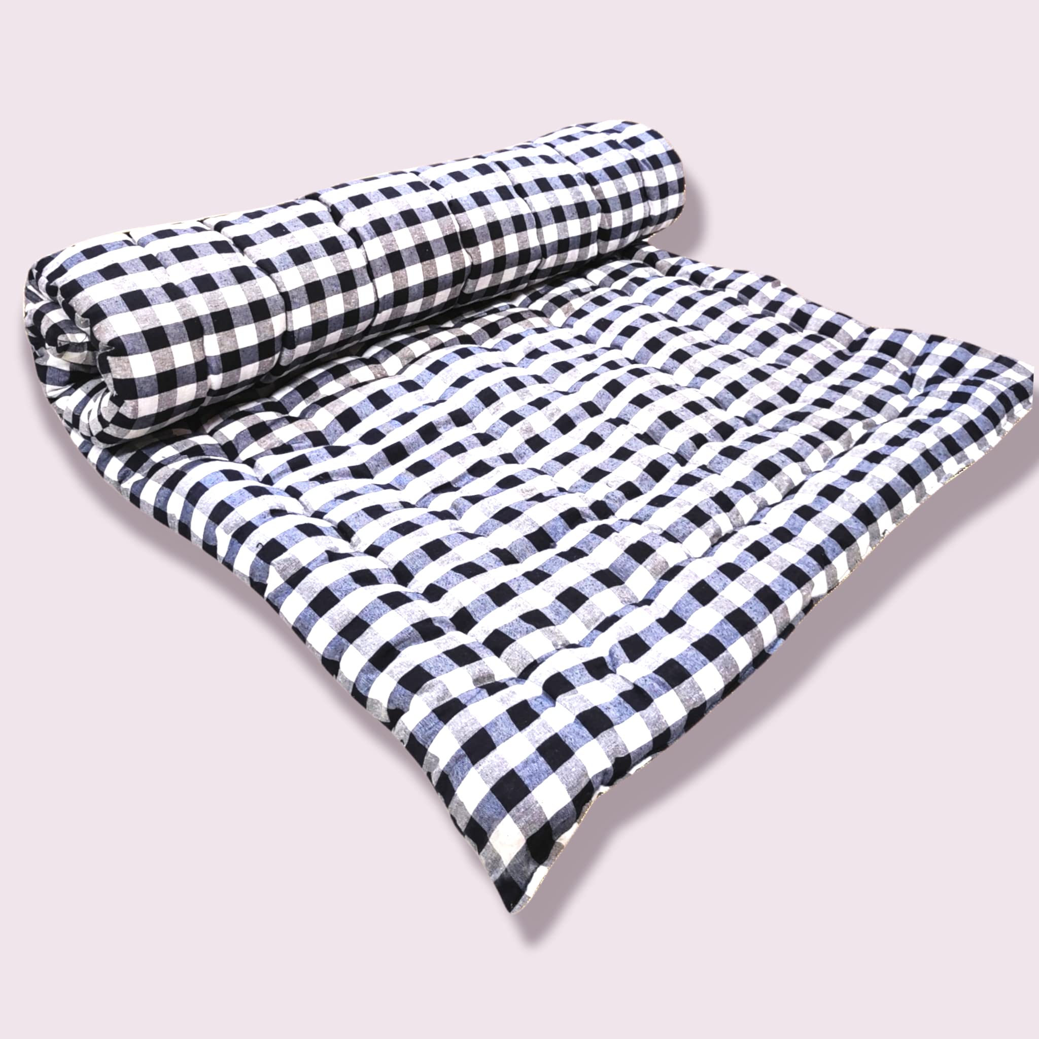 ATOOTFUSION Soft Comfortable Double Bed Size Cotton Quilt Toshak Mattress | Lightweight, Medium Firm, Foldable & Reversible | Ki
