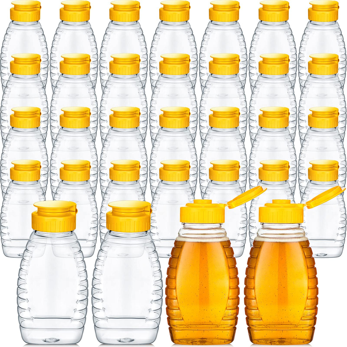 Eccliy 32 Pcs 8.8 Oz Clear Plastic Honey Jar Empty Honey Bottles With Caps Refillable Honey Containers Leakproof Honey Squeeze B