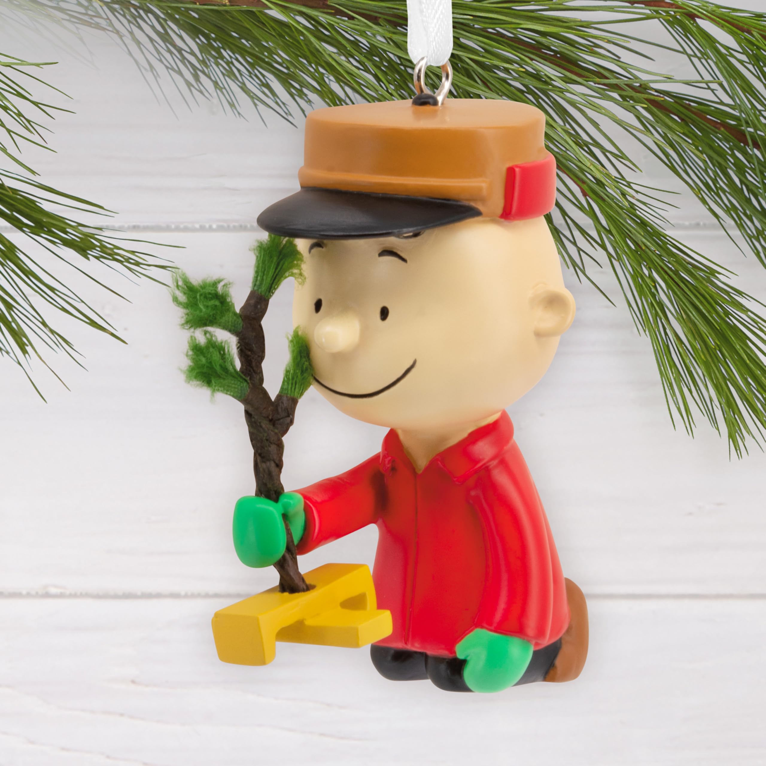 Hallmark Peanuts Charlie Brown Kneeling with Tree Christmas Ornament, Gifts for Peanuts Fans