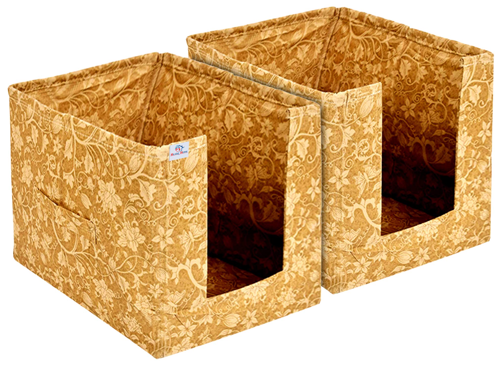 Heart Home Saree Organizer For Wardrobe/Closet Storage Box And Clothing Organiser For Women Clothes With Metalic Flower Print P