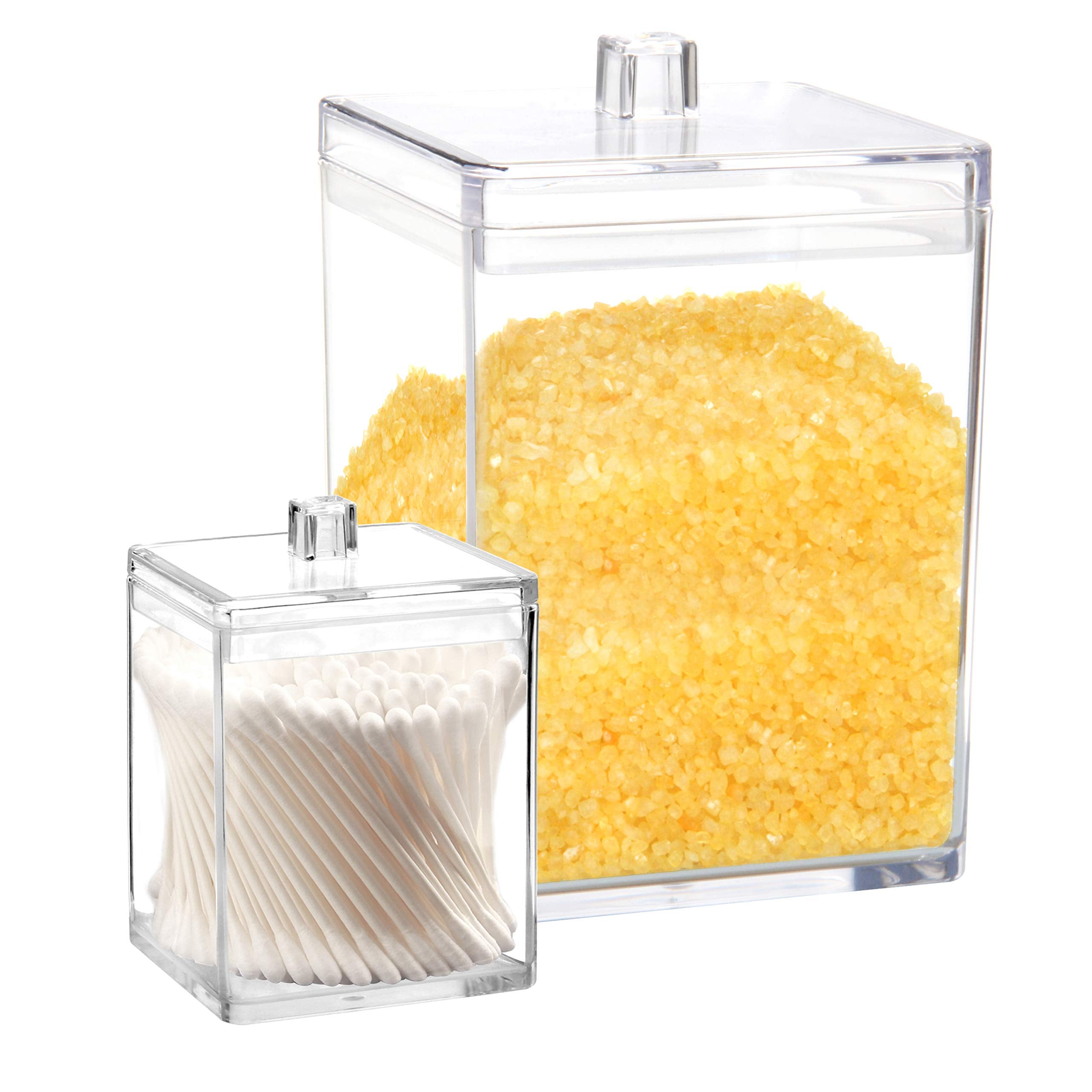 Youngever Clear Plastic Apothecary Jar, Square Shape (15 Ounce And 60 Ounce)