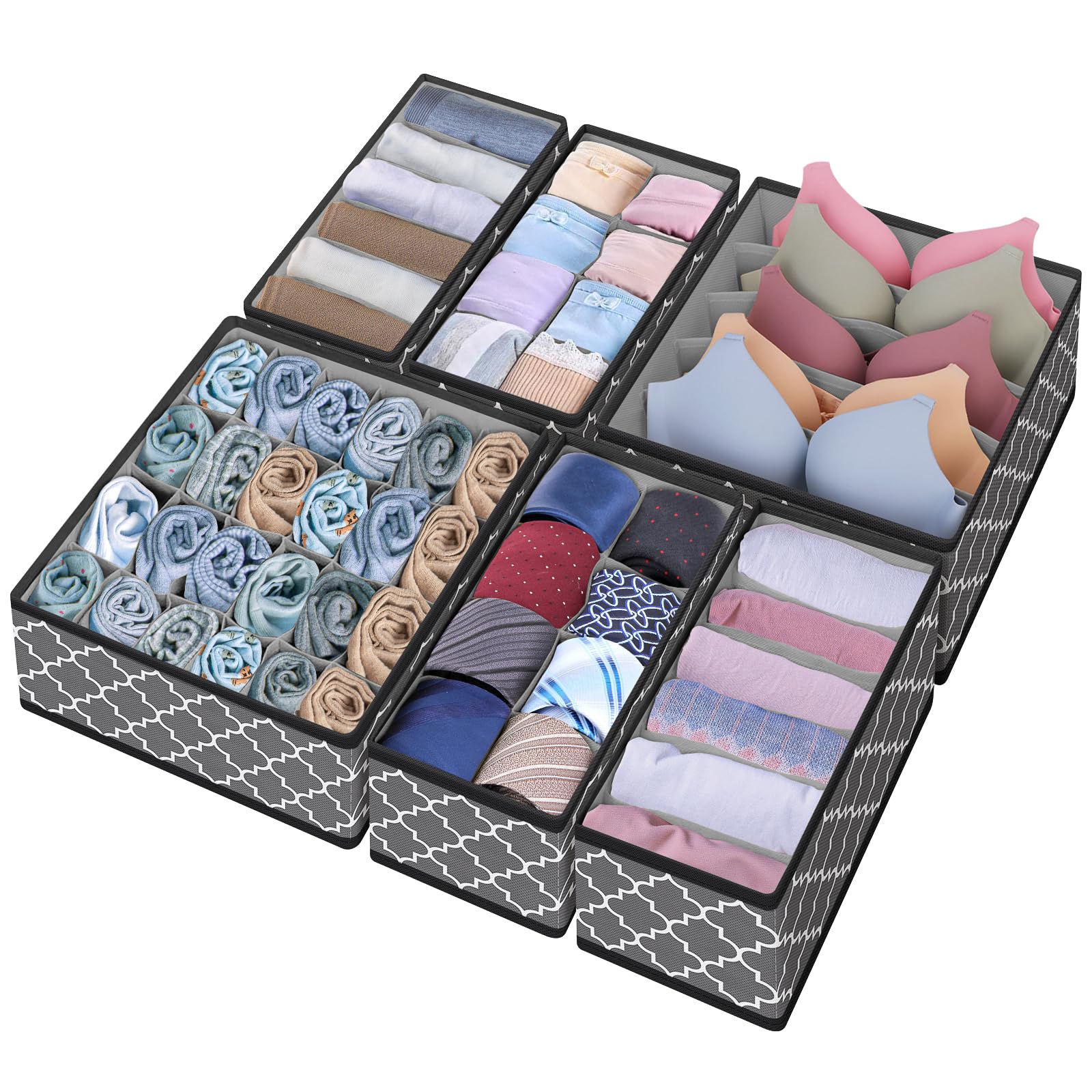 StorMiracle Organizer Divider, Foldable Closet Storage Organizer Basket, and Fabric Organization Bins for Clothes 6 Pack