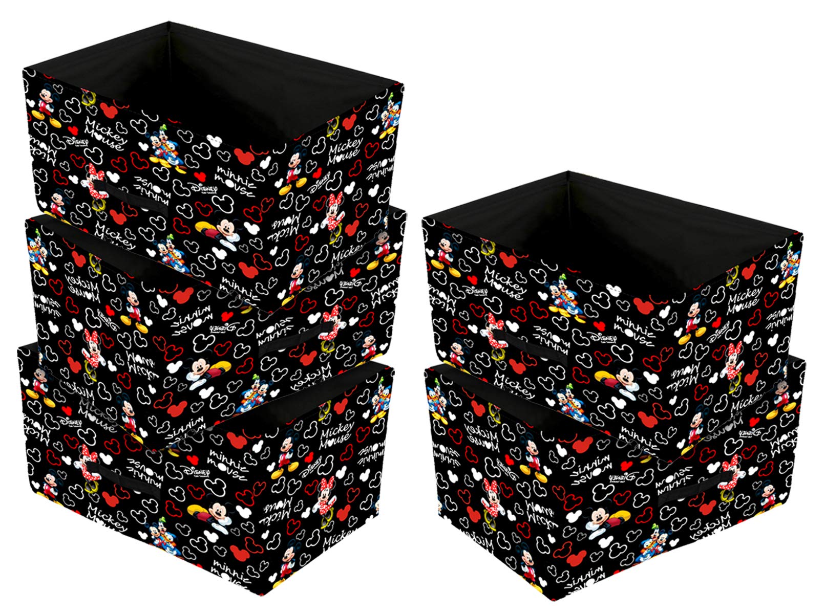 Kuber Industries Disney Mickey Print Non Woven Fabric Modular Closet Organizer Box With Handle For Cube Storage Units In Closet,