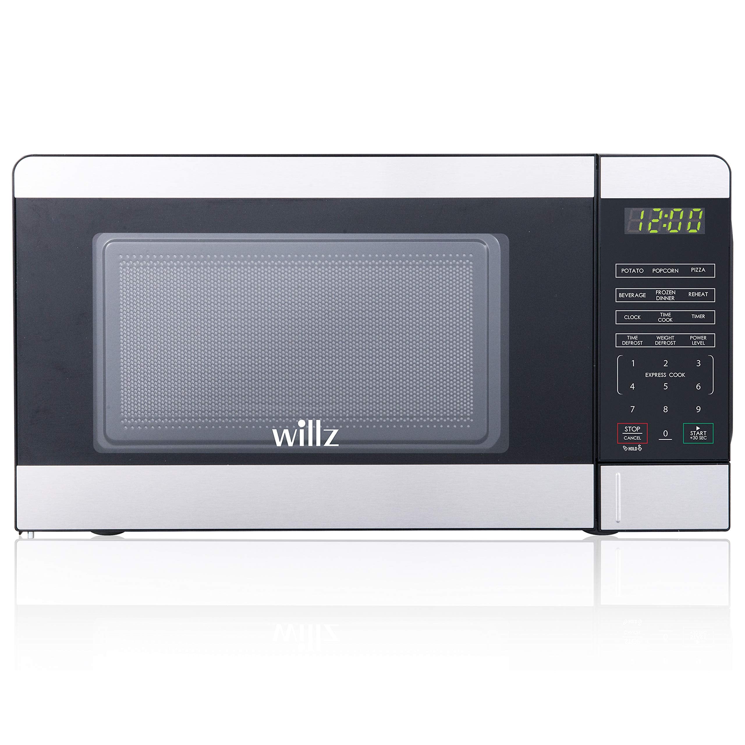 Willz WLCMV207S2-07 Countertop Small Microwave Oven with 6 Preset Cooking Programs Interior Light LED Display, 0.7 Cu.Ft, Stainl