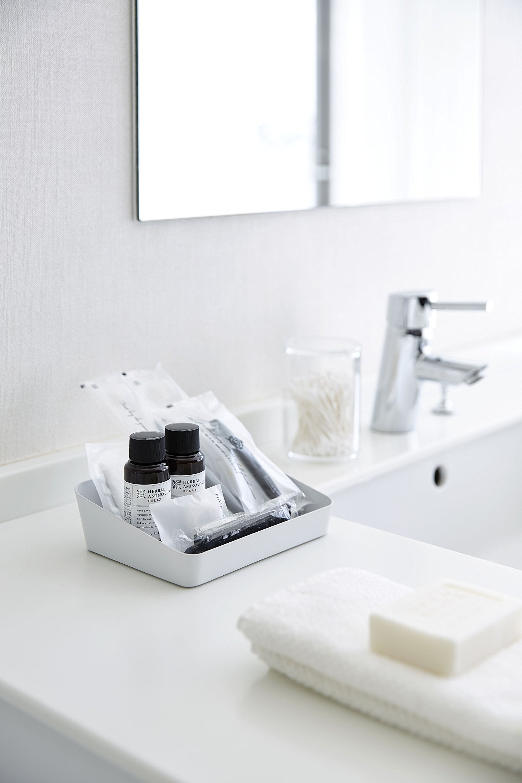 Yamazaki Home 4219 Tower Amenity Tray Wide S White, Medium