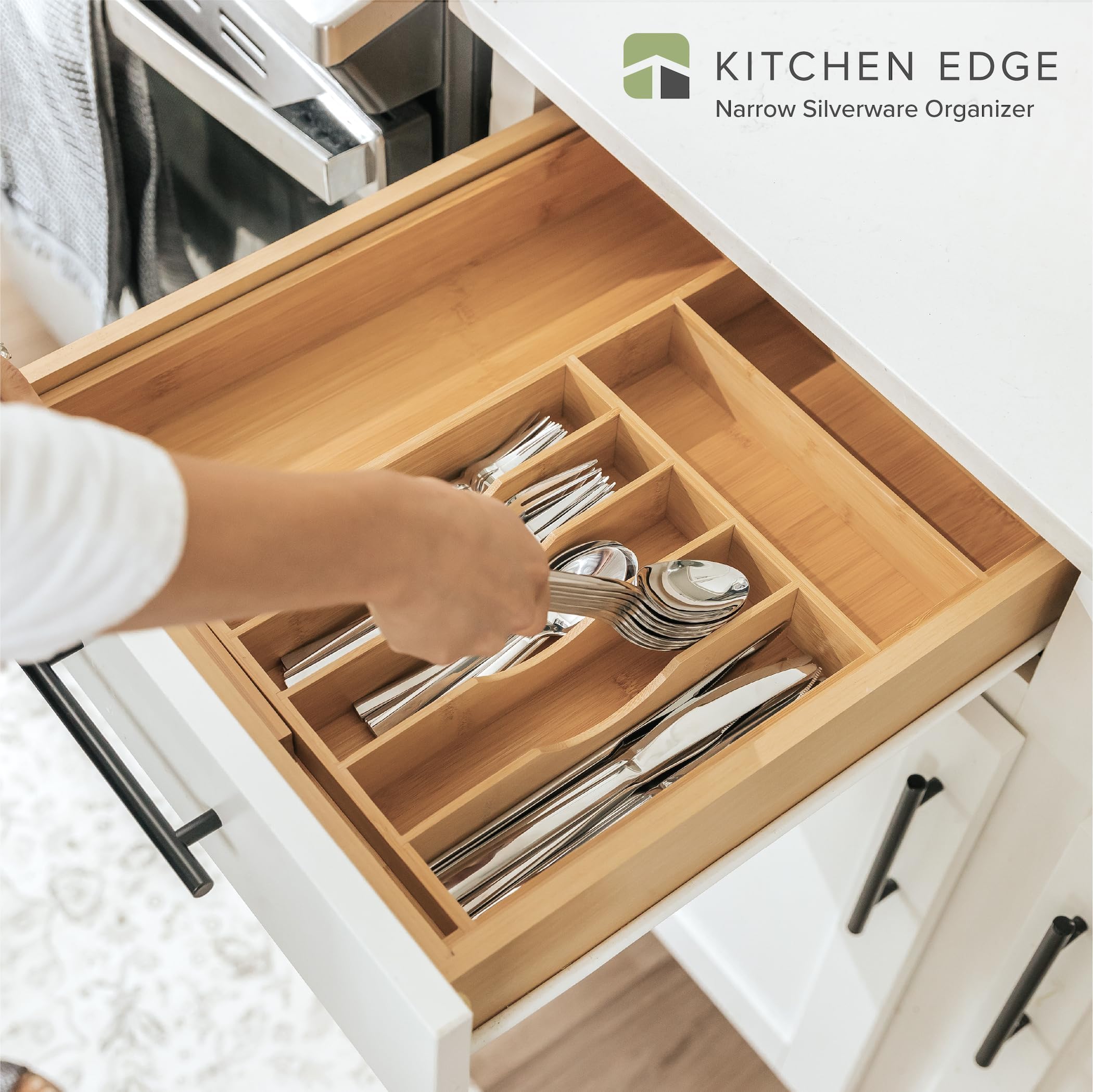 Kitchenedge Premium Silverware, Flatware And Utensil Organizer For Kitchen Drawers, Food-Safe Contract Grade, Expandable From 10