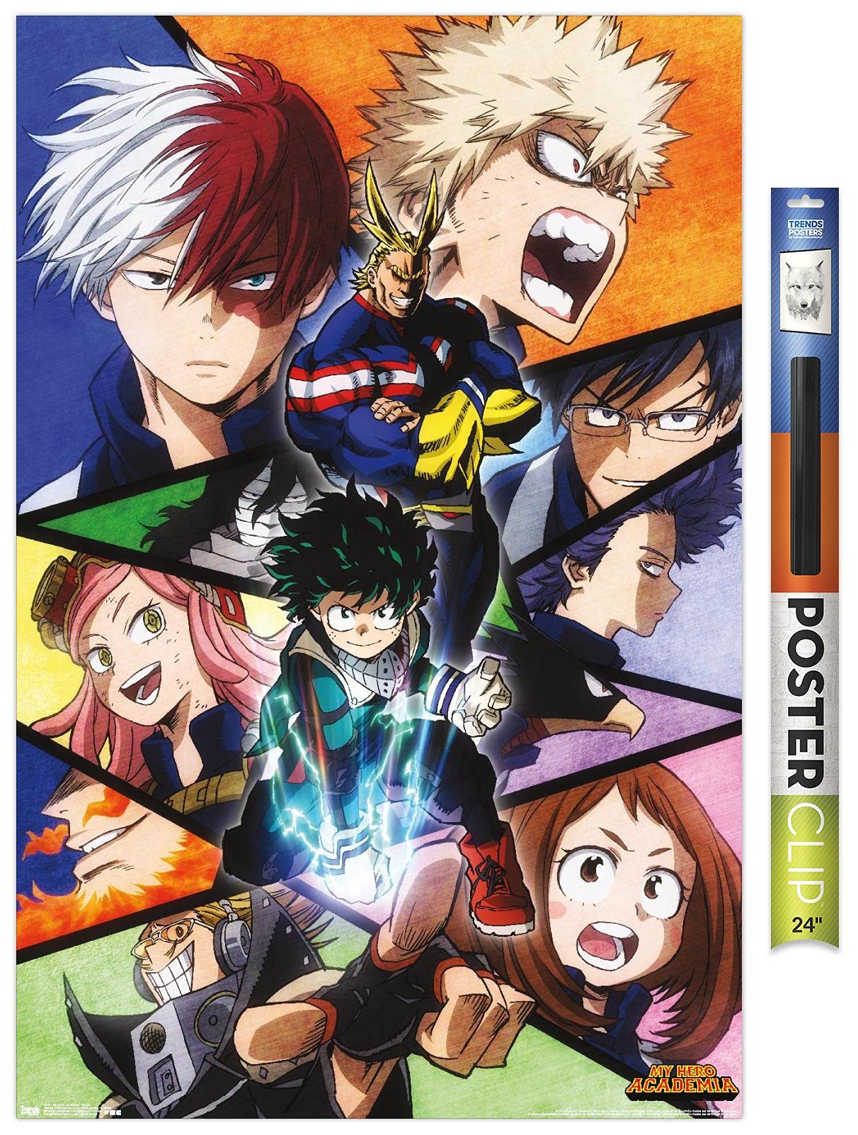 Trends International My Hero Academia - Faces Wall Poster, 22.375'' X 34'', Premium Poster & Clip Bundle