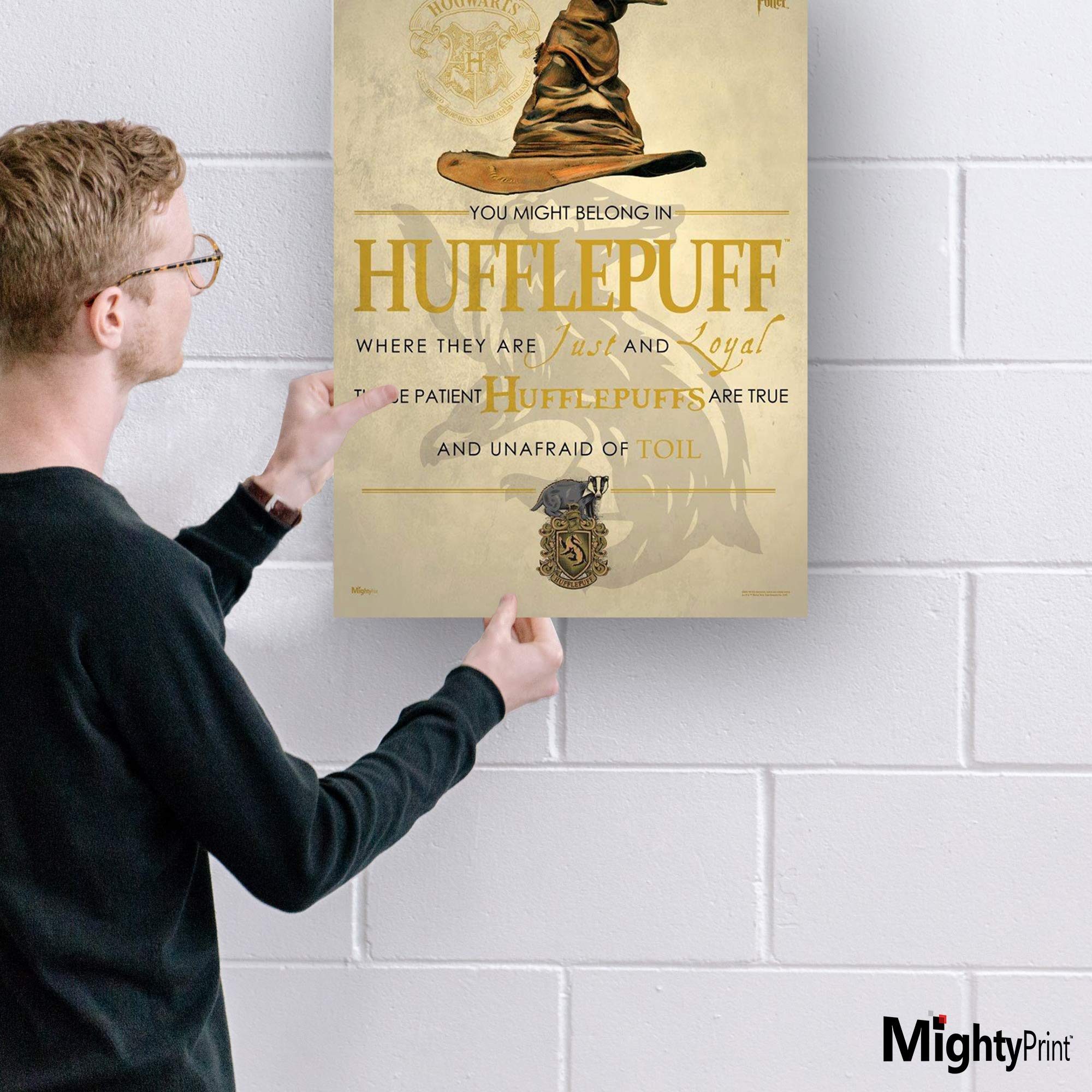 Mightyprint Harry Potter - Hufflepuff - Hogwarts Sorting Hat House Quote - Durable 17    X 24 Wall Art - Not Made Of Paper - Off
