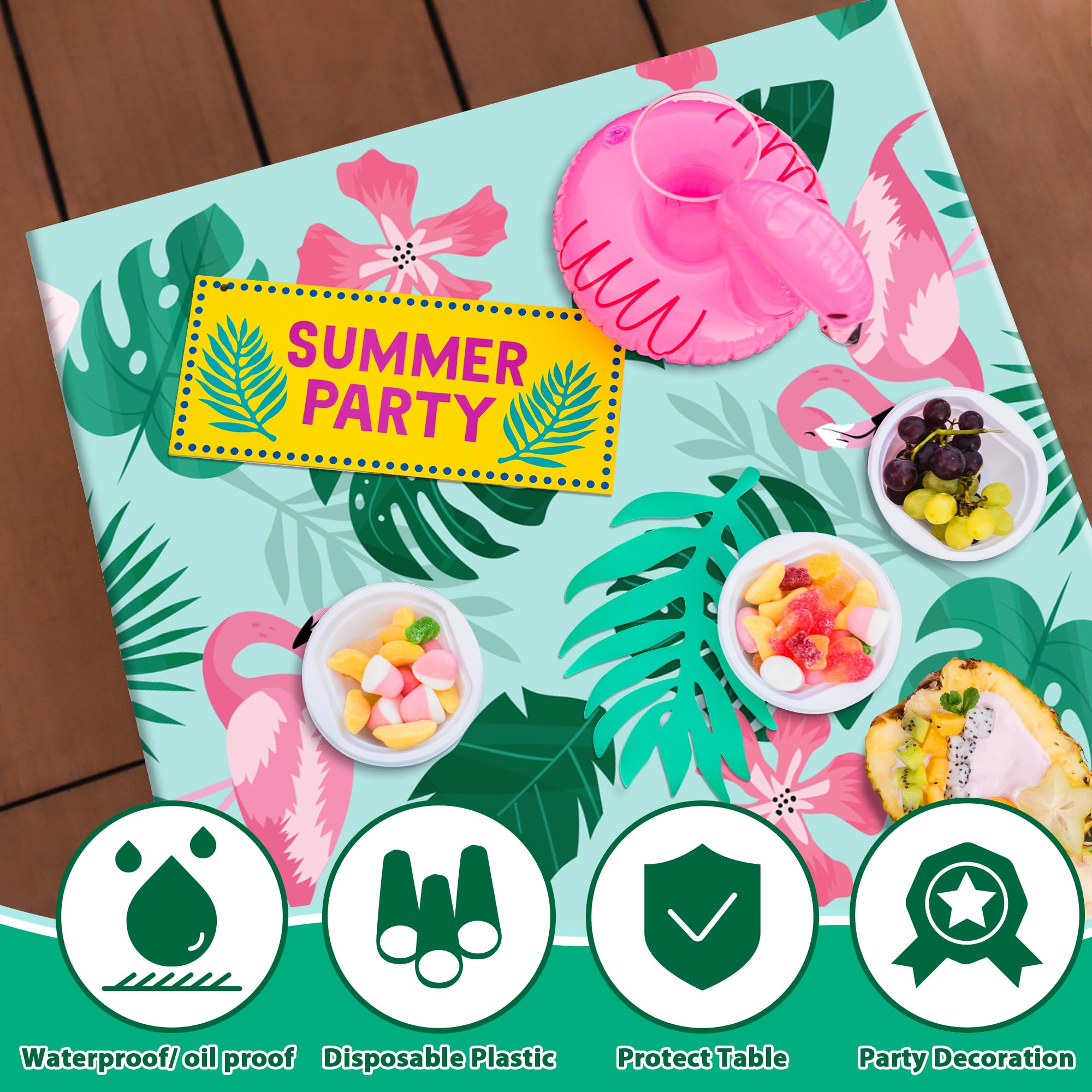 Ohome Luau Party Decorations - Hawaiian Party Decorations Tablecloth - Plastic Tablecloth For Tropical Party Decorations | Hawai