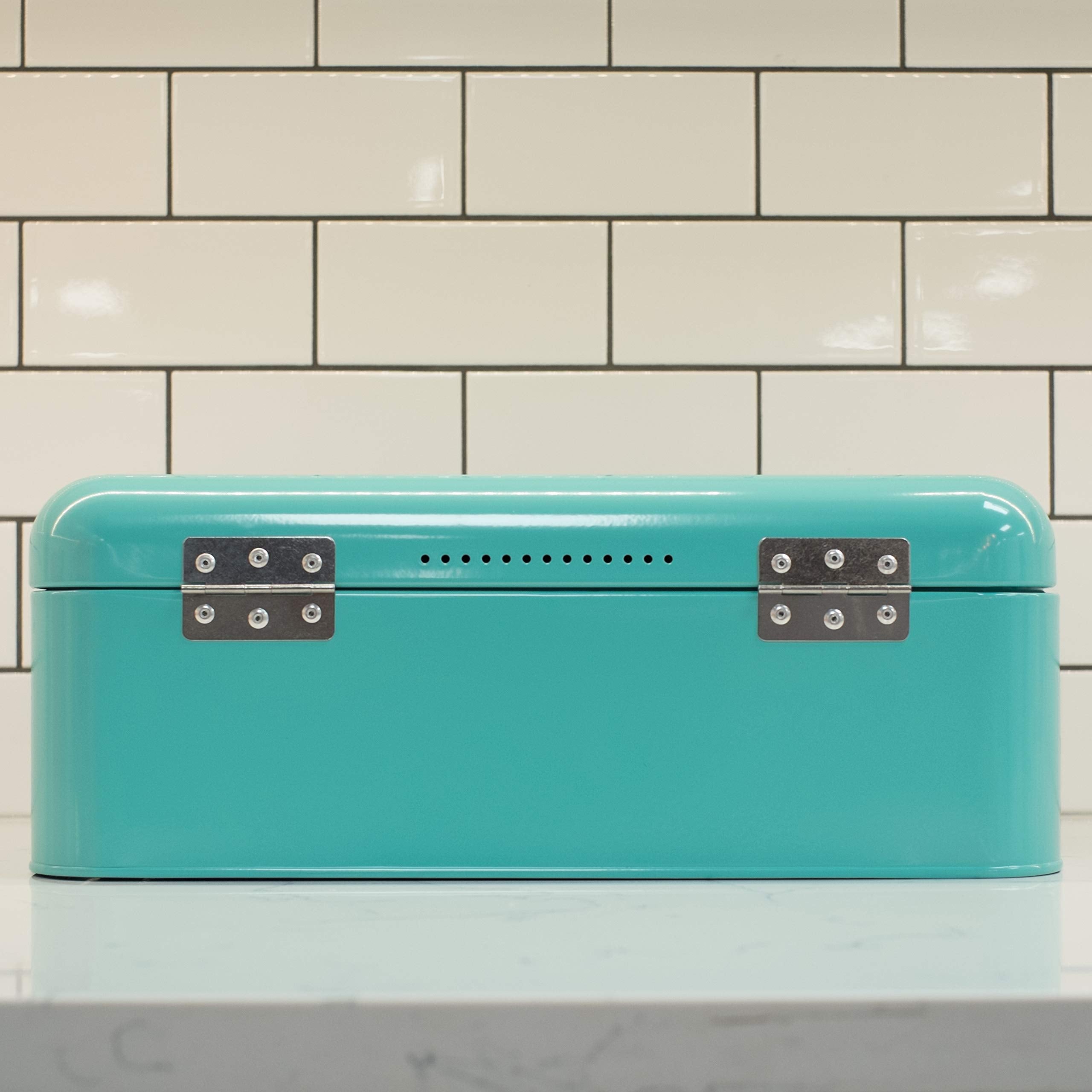 Now Designs Metal Bread Storage Bin, Turquoise, 16X9X65 Inches