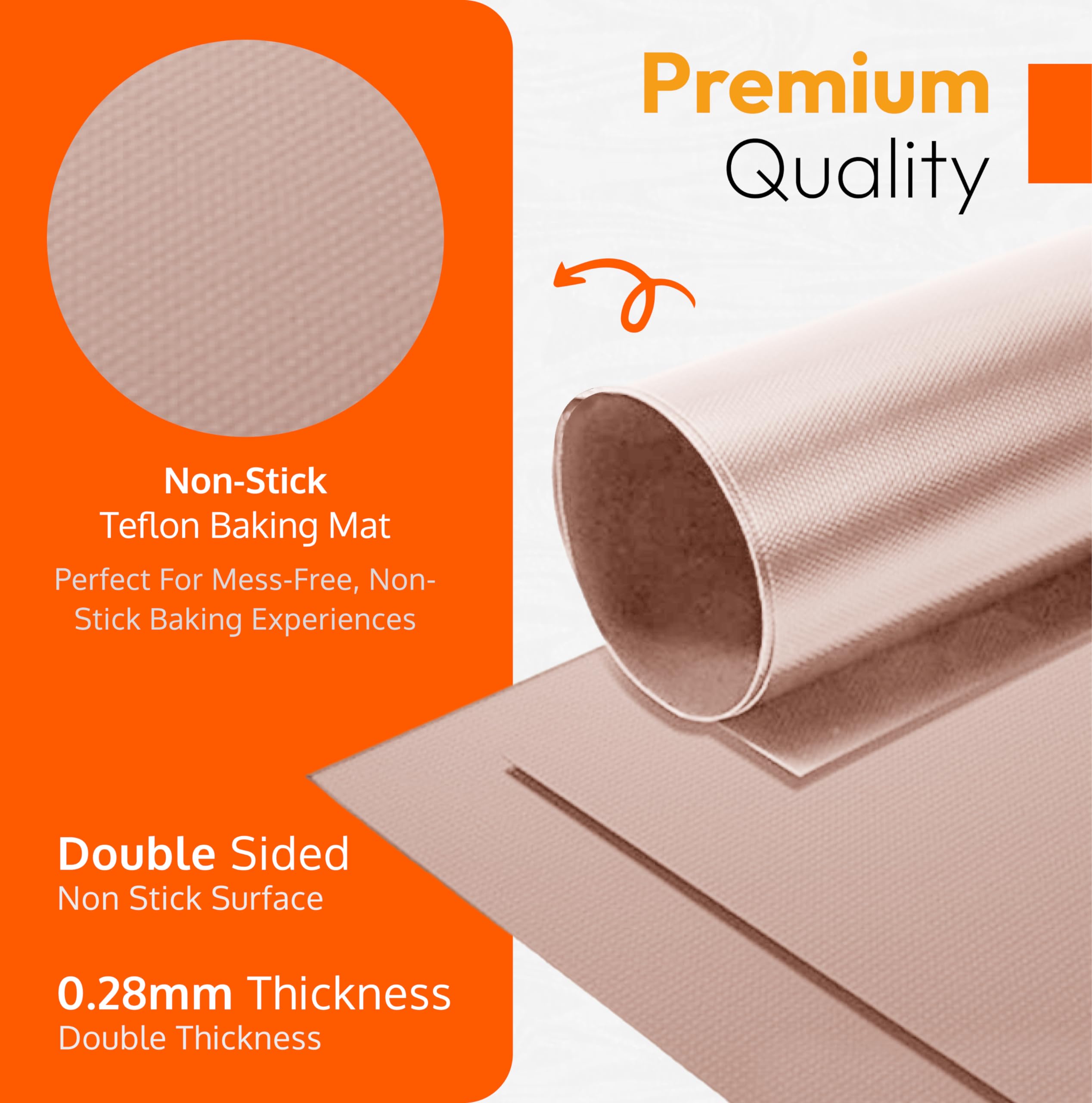 Teflon Sheets For Heat Press And Baking - Reusable Ptfe Oven Liners, Premium Teflon Sheet For Baking - Heat Resistant Teflon She