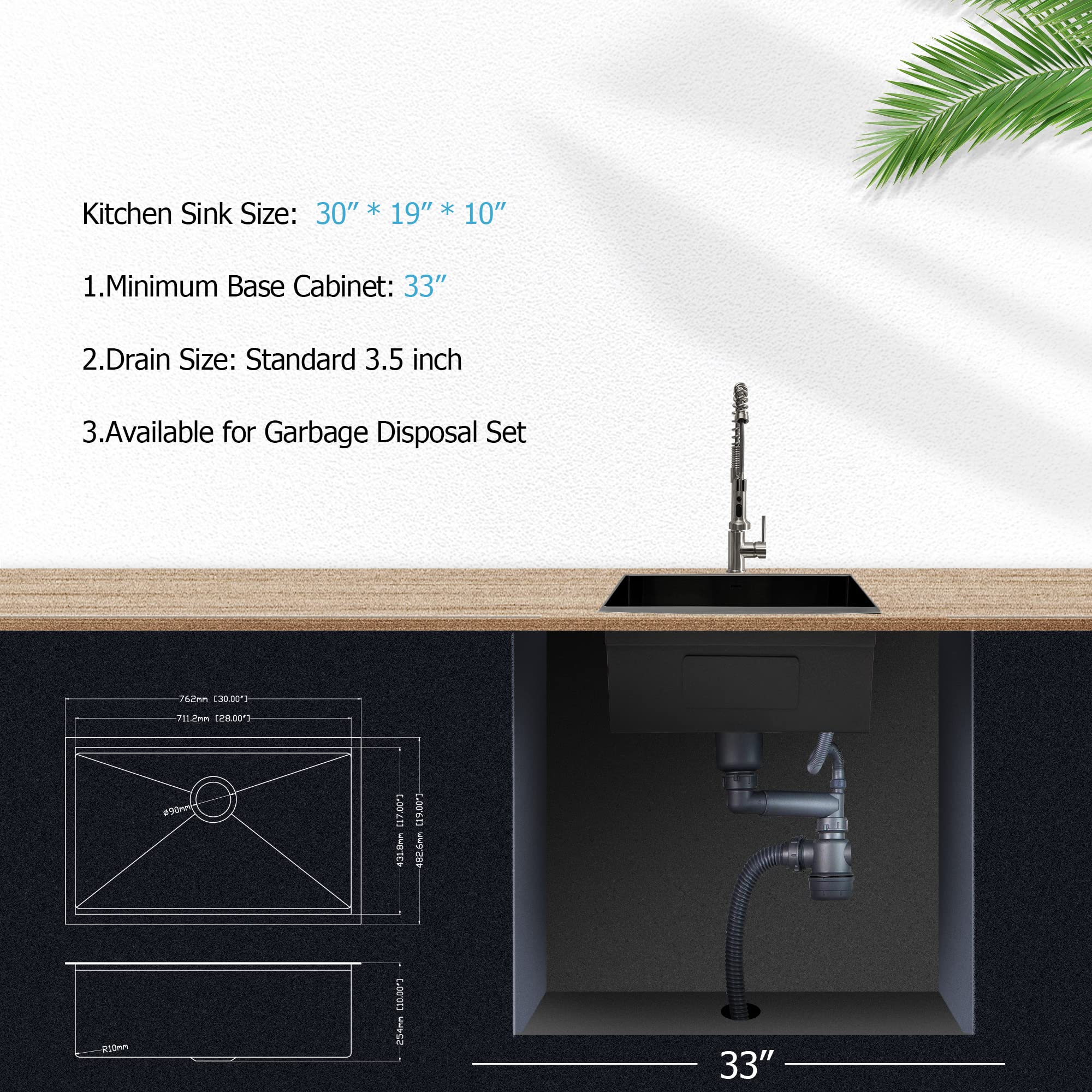 30 Undermount Kitchen Sink Black Stainless Steel - Lordear 30X19 Kitchen Sink Undermount Gunmetal Black Workstation 16 Gauge Sta