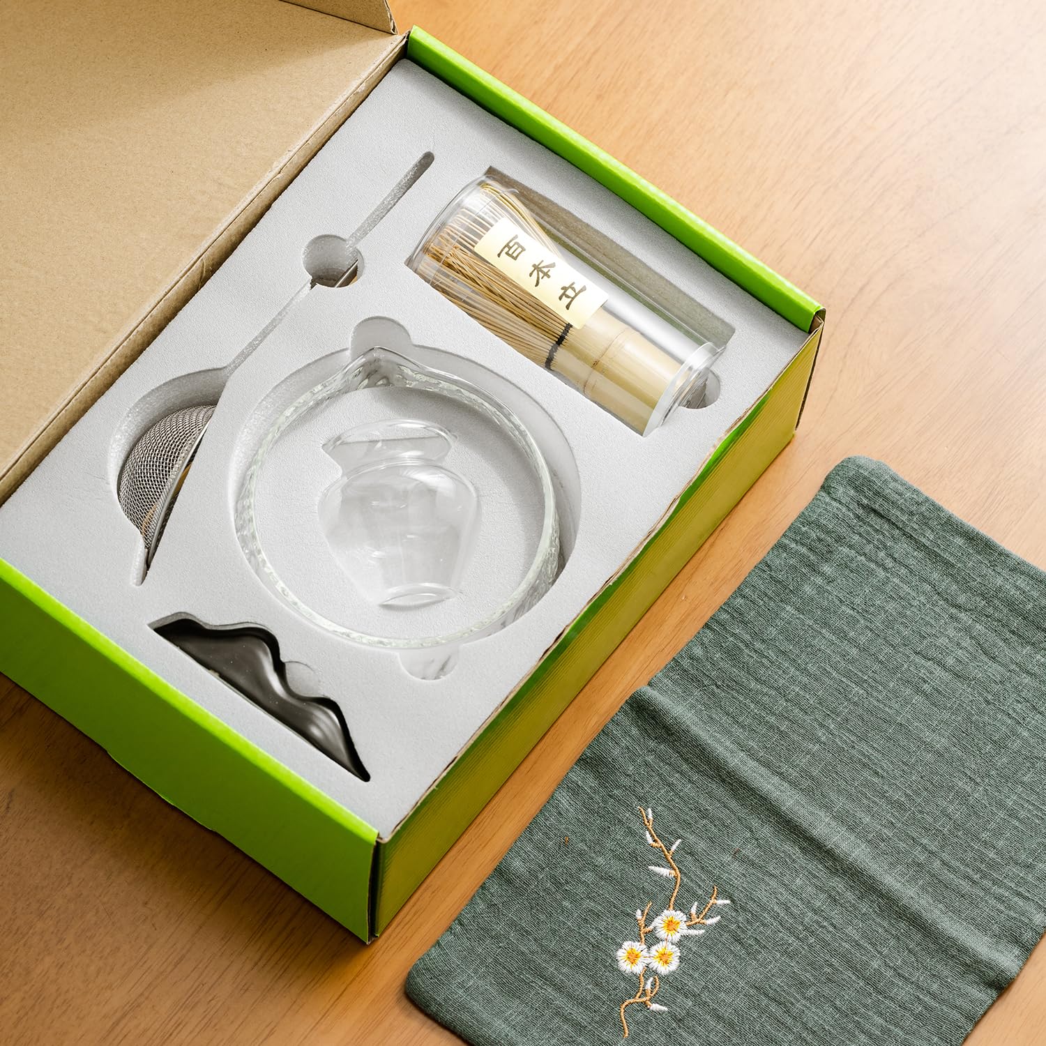 Dwehixbuy Japanese Tea Set (7Pcs) Matcha Whisk Set Matcha Bowl With Pouring Spout Bamboo Matcha Whisk (Chasen) Scoop (Chashaku)