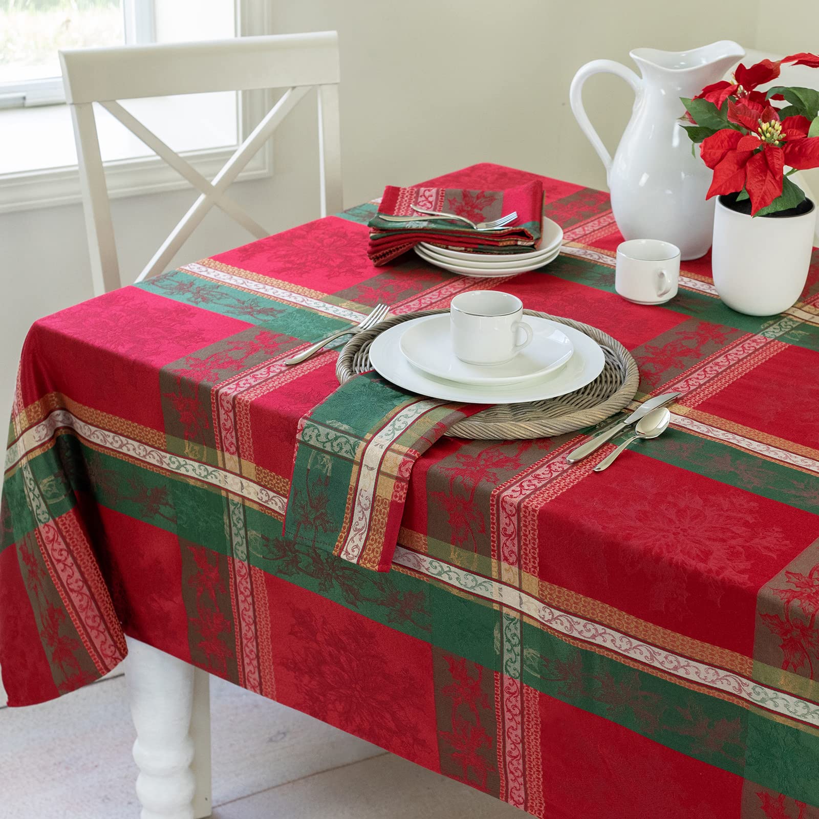 Benson Mills Holiday Legacy Tablecloth, 60"x104" Rectangular, 55% Cotton/45% Polyester, Winter & Christmas Design