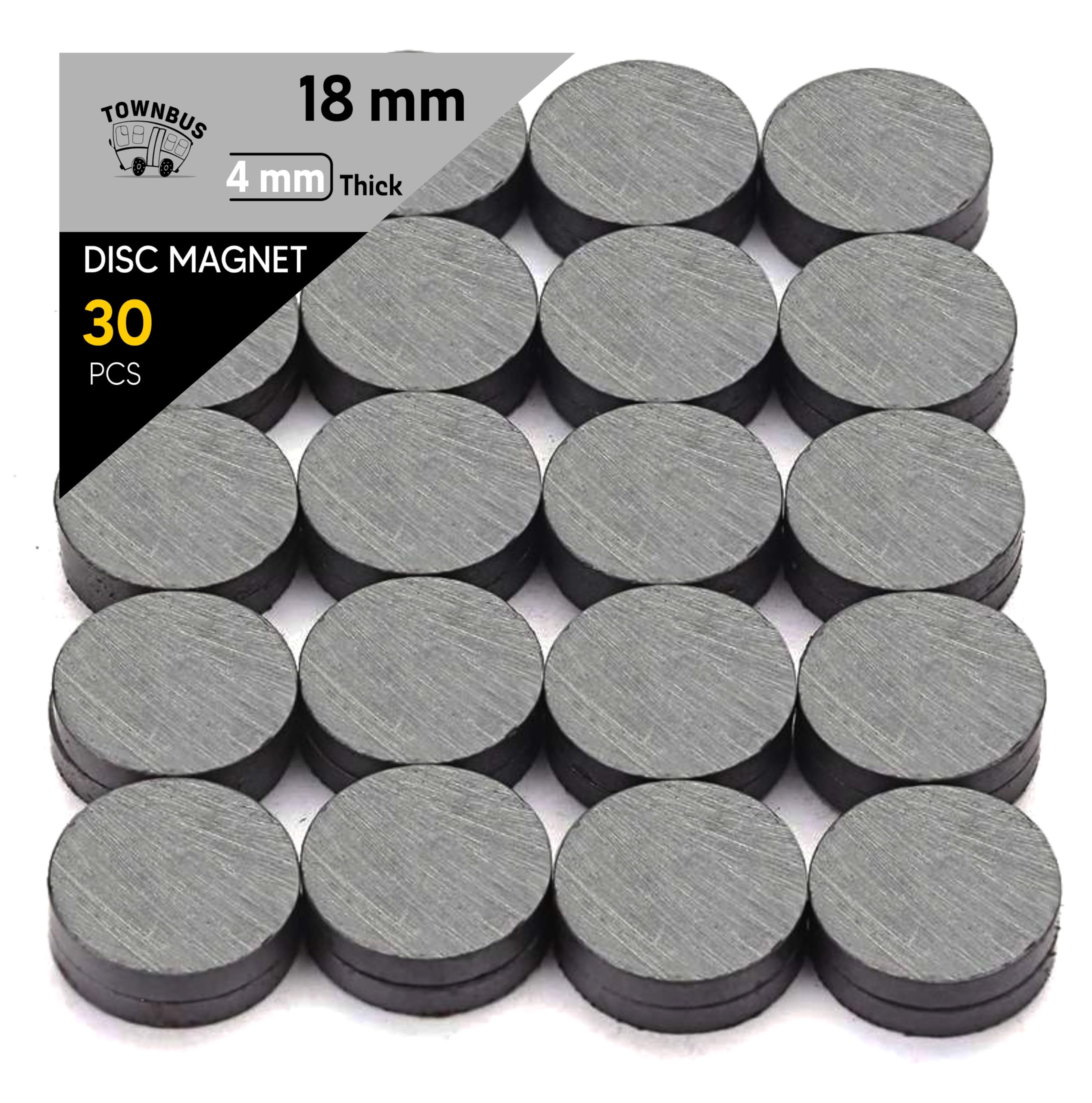 TOWNBUS | 18mm x 4mm | 30 Nos of Round Disc Magnets | decorative Magnets for Handworks, Fridges & DIYs