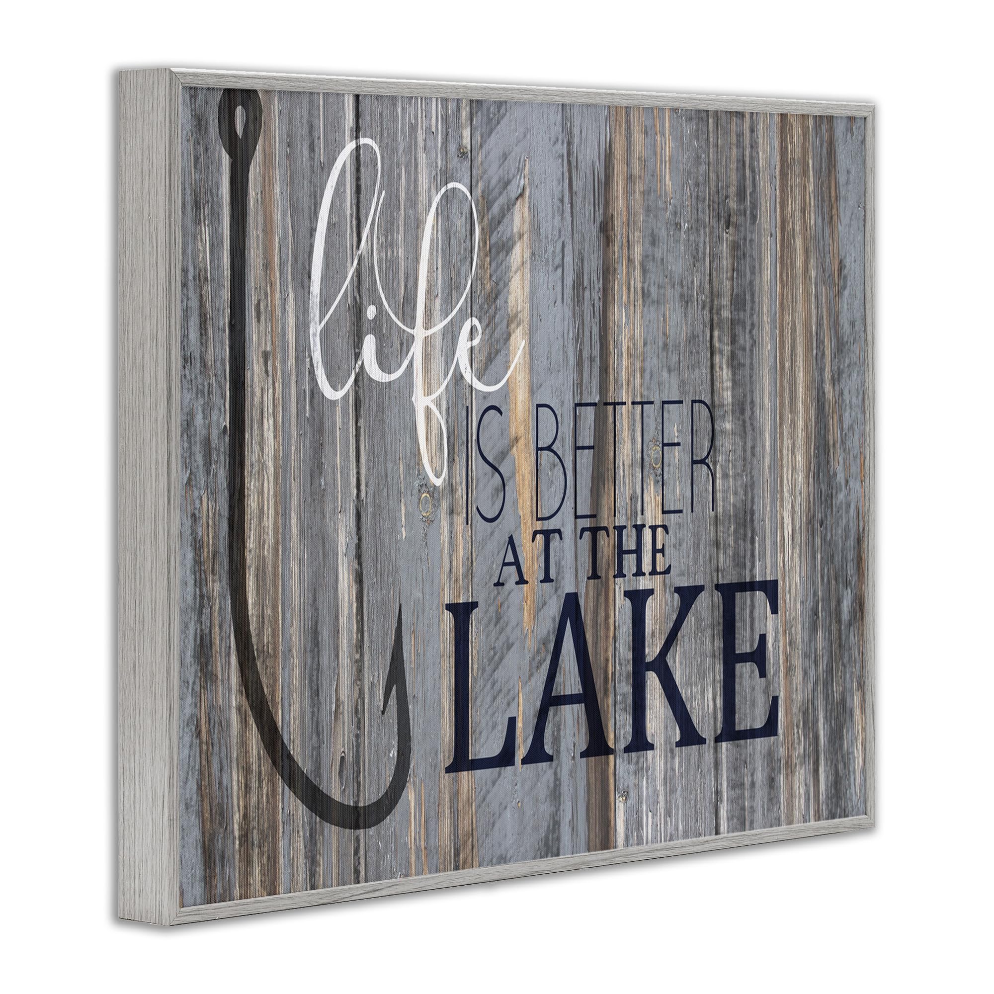 Stupell Industries Life Better Lake Quote Fish Lakehouse Cabin Nautical Phrase