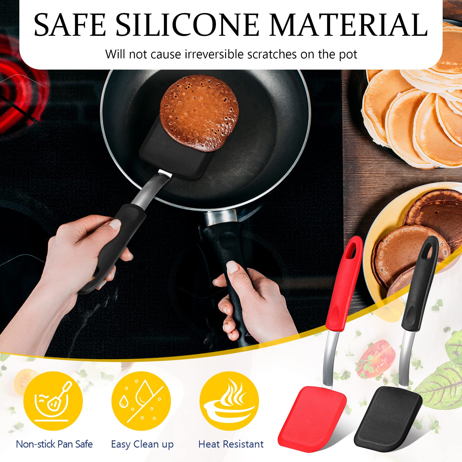 Yetene Silicone Cookie Spatula Turner 2 Pack Mini Brownie Spatula Flexible Kitchen Small Silicone Spatulas For Nonstick Cookware