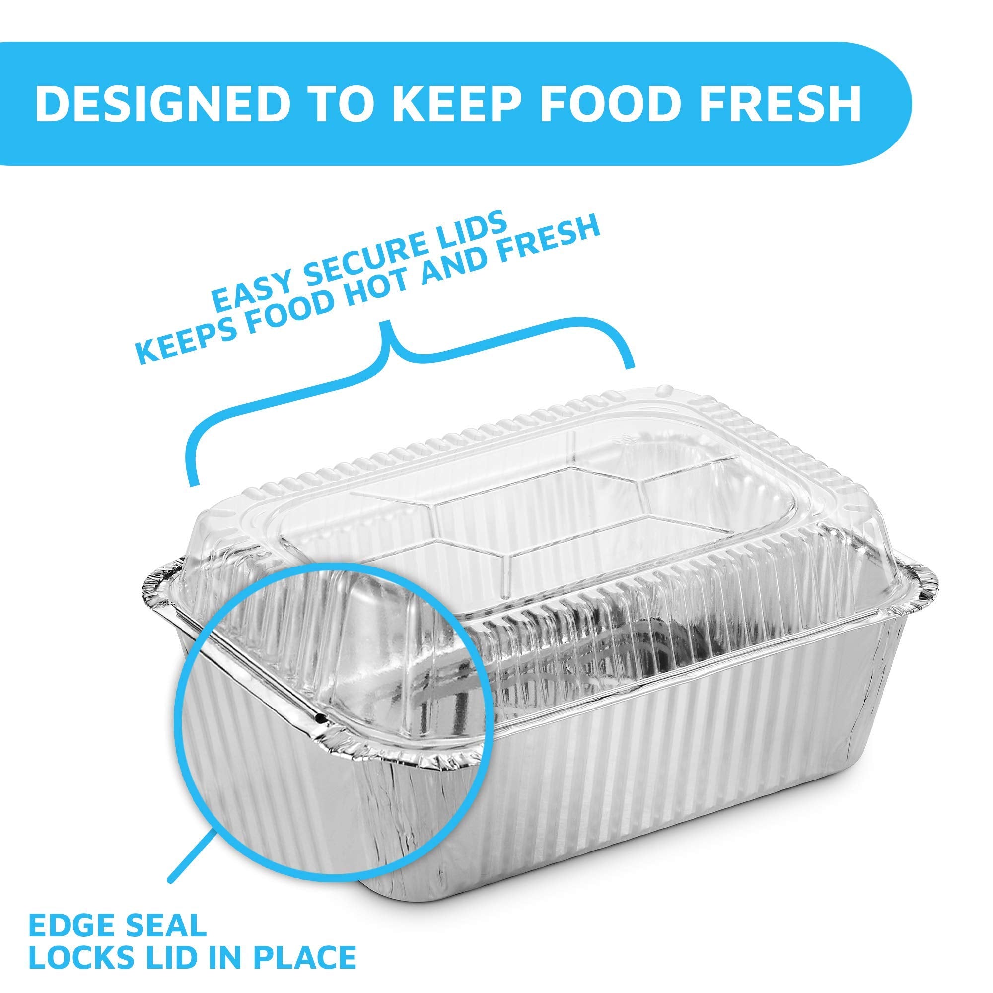 Montopack Disposable Takeout Pans With Clear Lids | 5Lb Capacity Aluminum Foil Food Containers With Seal For Freshness | Eco-Fri