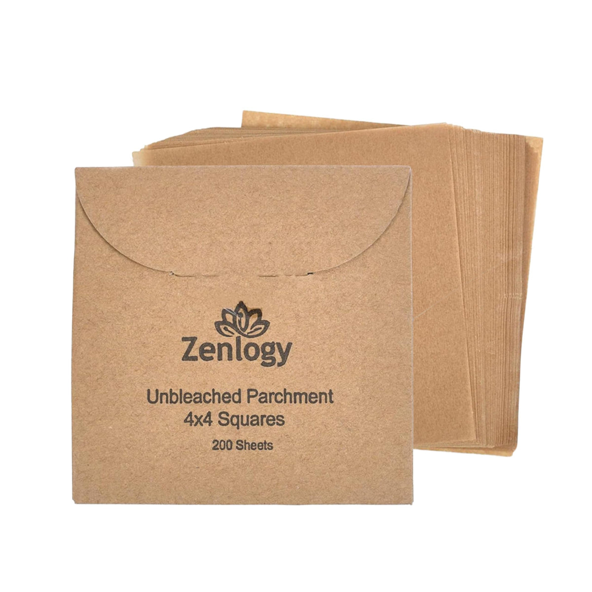 Zenlogy 4X4 Small Parchment Paper Squares (200 Sheets) - Unbleached, Non-Stick, Pre-Cut Parchment Paper - Ideal For Candy Wrappe