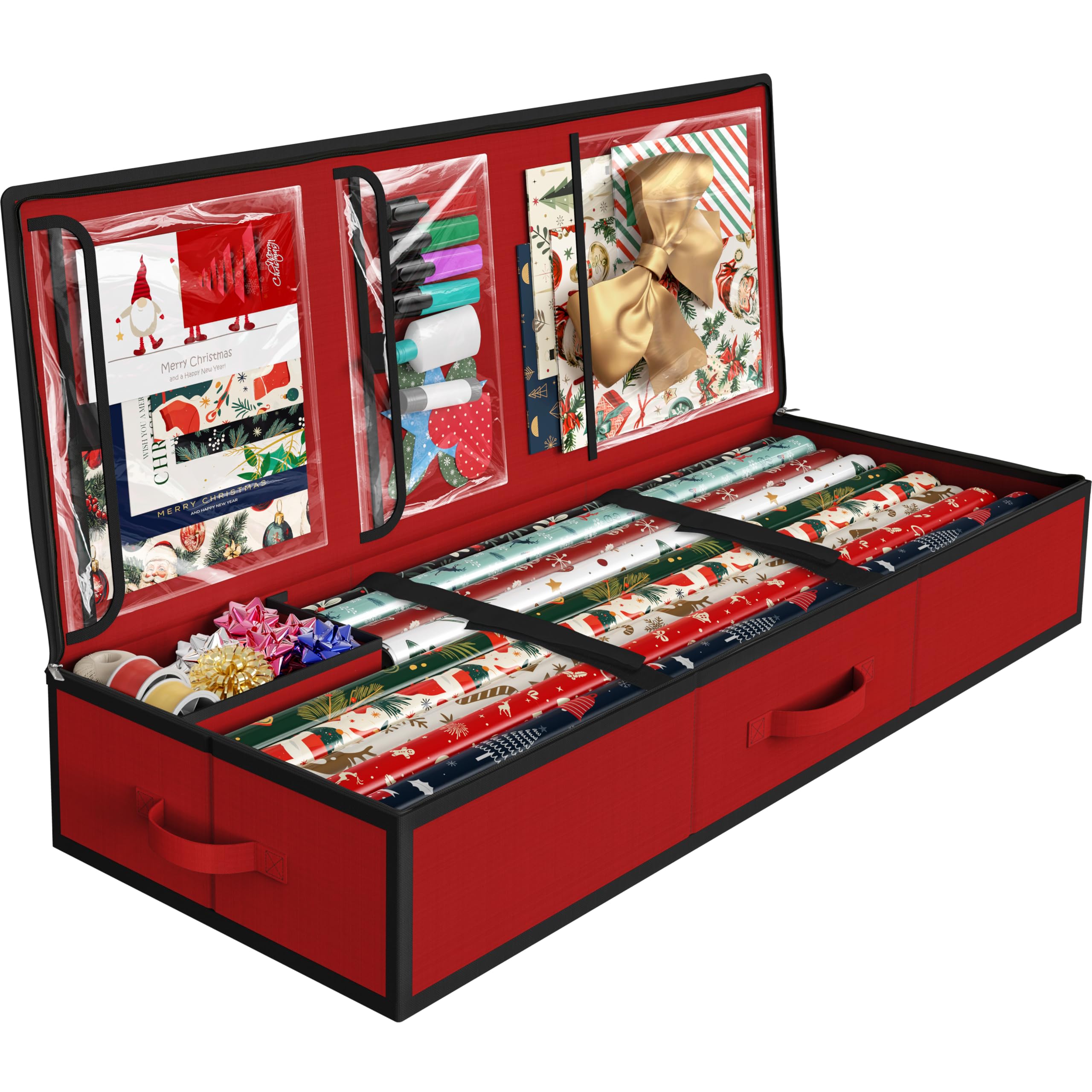 Simple Houseware Wrapping Paper Organizer - Under Bed Storage for 25-40 Rolls Gift Wrapping Paper, Gift Bags, Ribbons, 41.5''L x