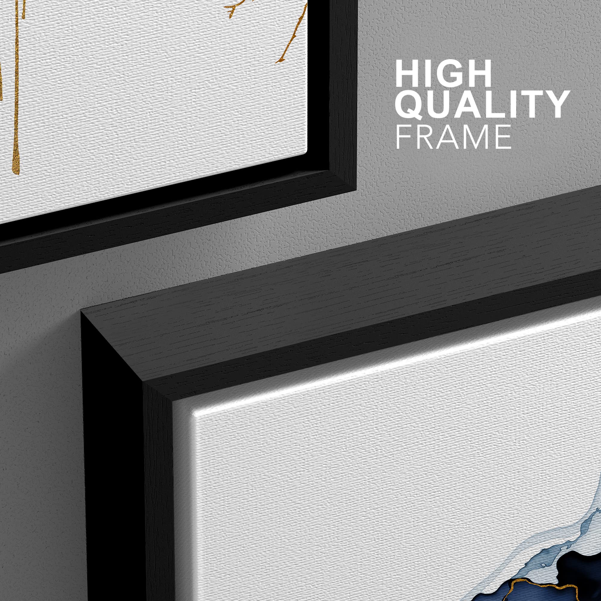 Wall26 Framed Canvas Print Wall Art Set Blue Pastel Paint Stroke Cloud Birds Gold Tree Nature Abstract Illustrations Modern Art