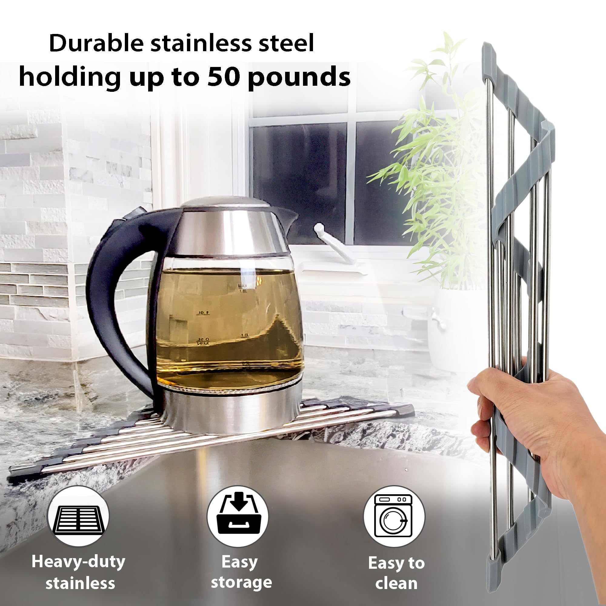 Roll Up Sponge Holder For Counter, Sink Organizer For Kitchen, Bathroom, Laundry Room, 304-Stainless Steel Sink Organizer For Sp