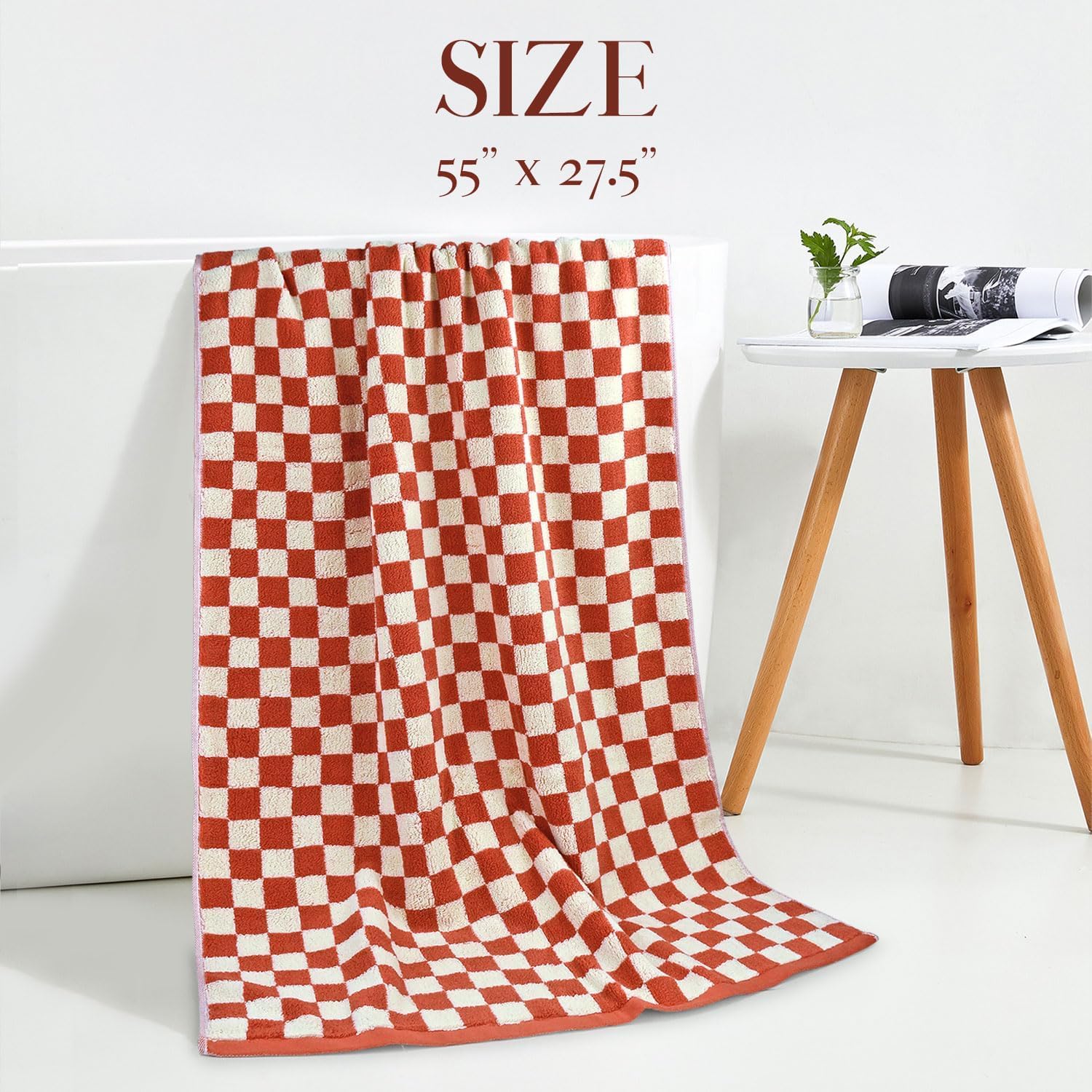 Jacquotha Ultra Soft Bath Towels 2 Pack - Checkered Towels Set - 520 Gsm Cotton Highly Absorbent Towels For Bathroom Shower 55''