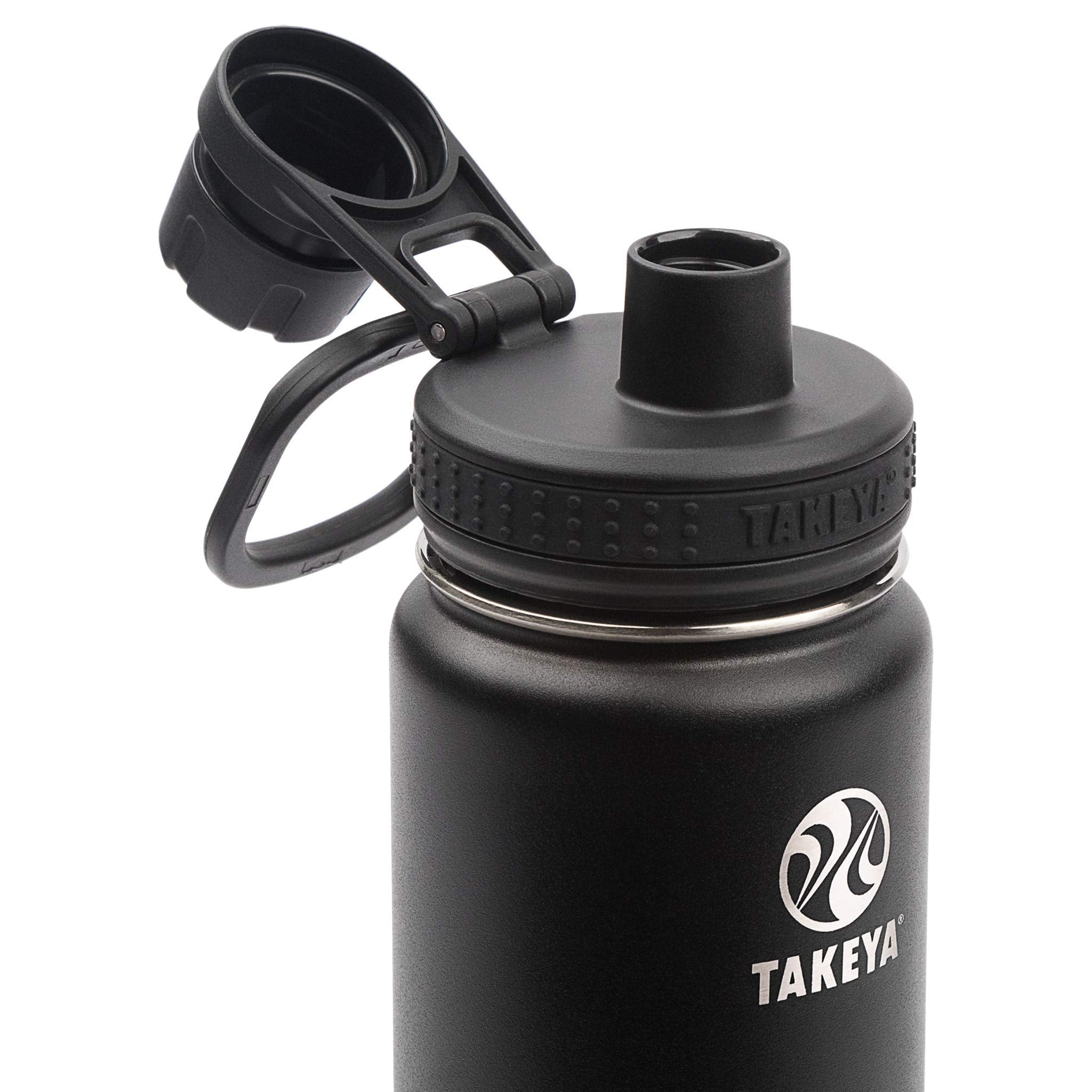Takeya Actives Insulated Stainless Steel Water Bottle With Spout Lid, 22 Ounce, Onyx