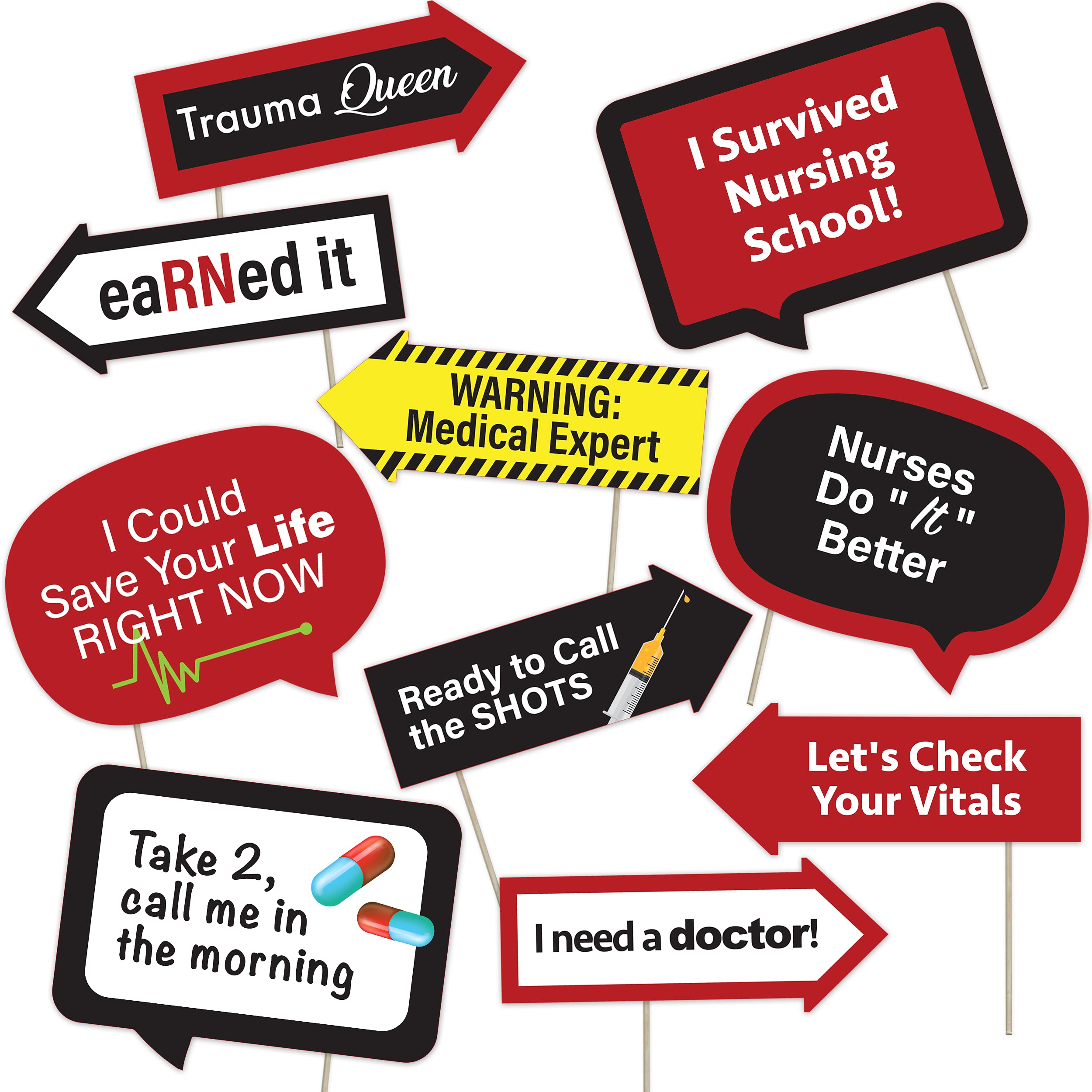 Nurse Graduation Photo Booth Props - Medical Heroes Nursing School Graduation Themed Party Decorations - Funny Photography Suppl