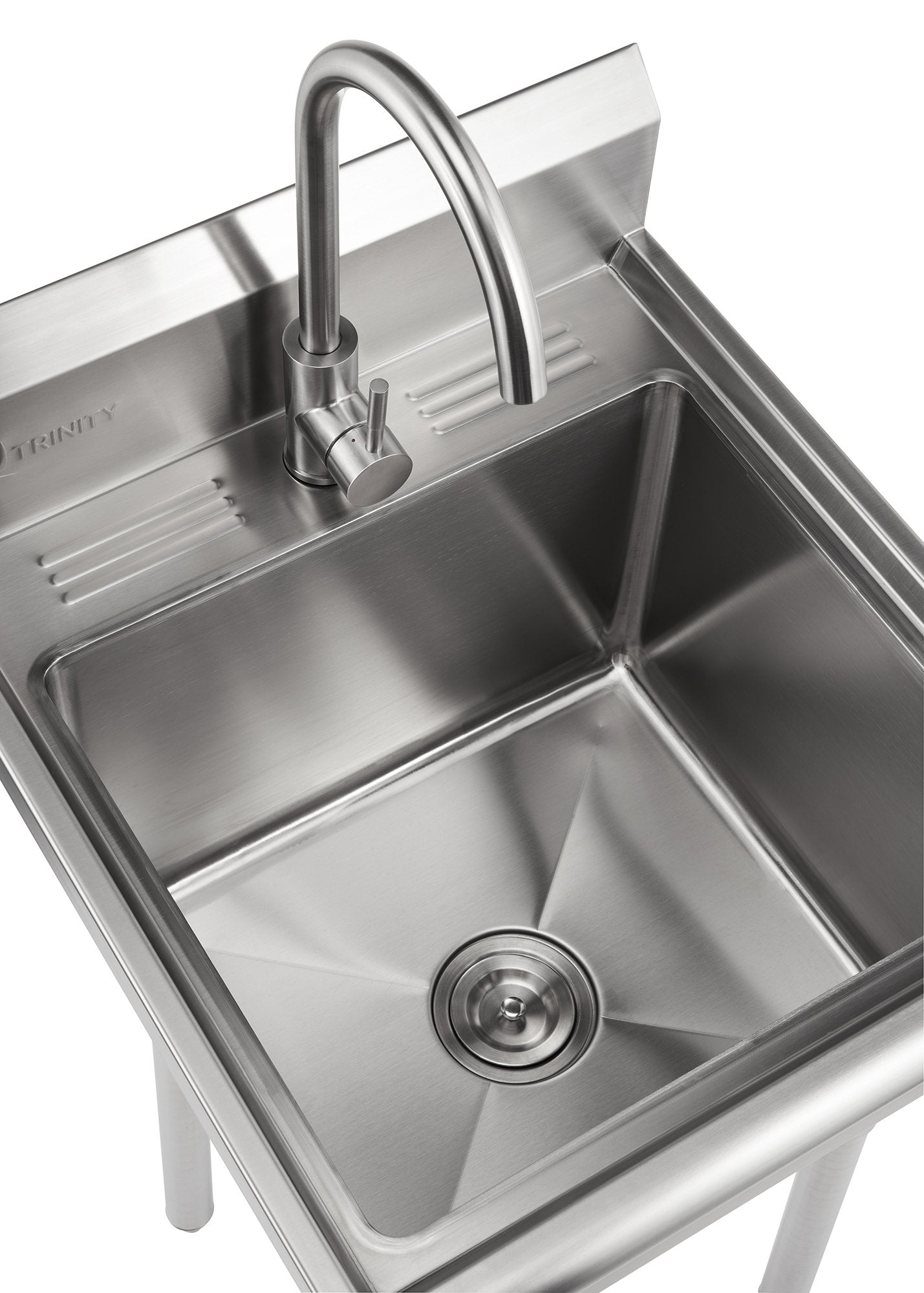 Trinity Ecostorage Stainless Steel Freestanding Single Bowl Utility Sink For Garage, Laundry Room, And Restaurants, Includes Fau