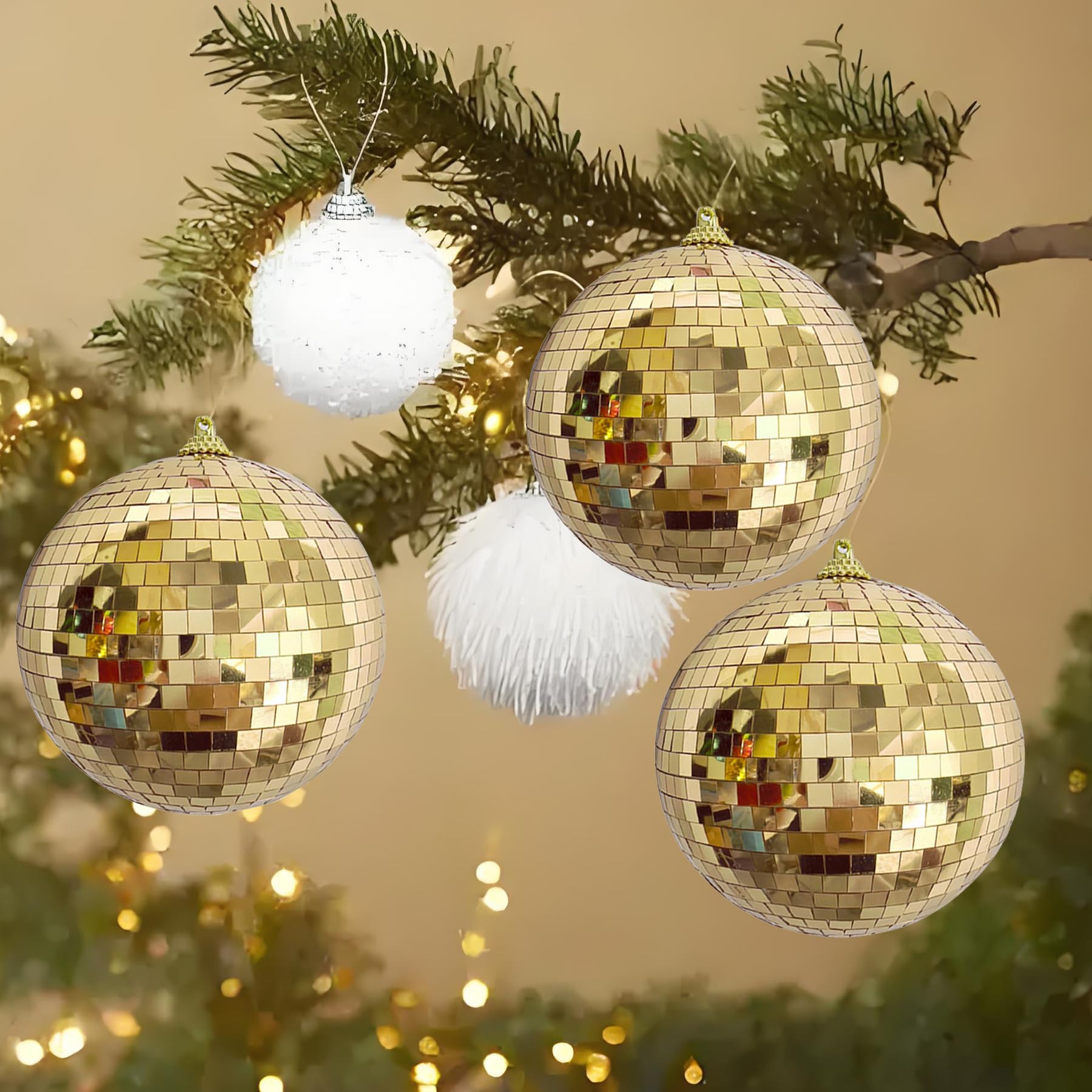 ZHANYIGY 4Pcs Christmas Balls Ornaments for Xmas Tree - Shatterproof Christmas Ball Xmas Tree Decorations Hanging Ball Gold PET