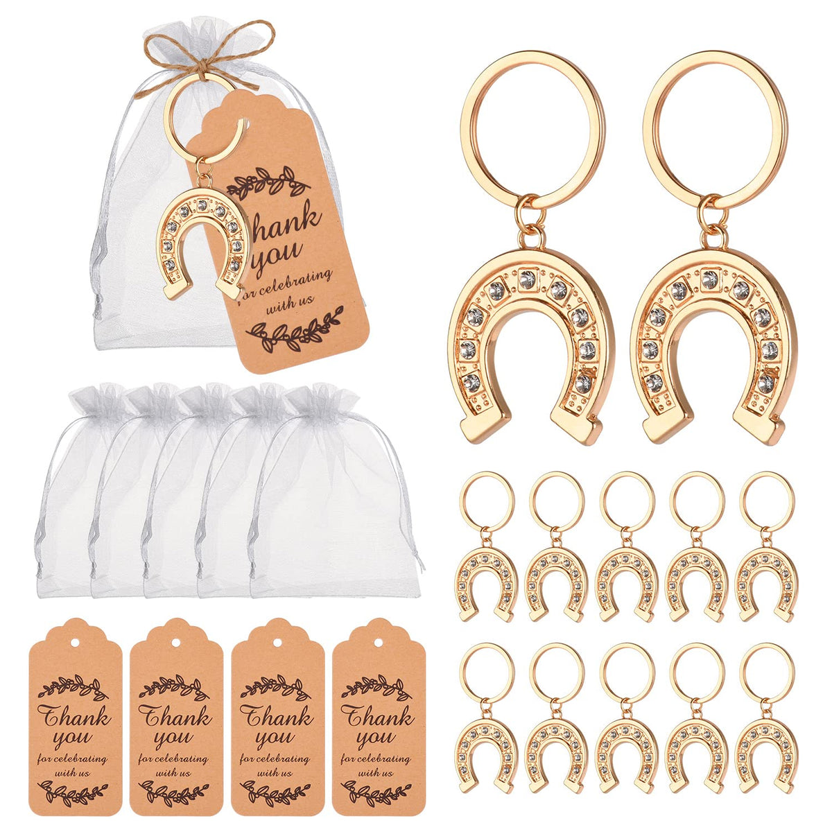 Winocbxt 50Pcs Lucky Horseshoe Keychain/Keyring For Baby Shower,Wedding Or Bridal Shower Party Favors,Gift,Souvenirs To Guests B