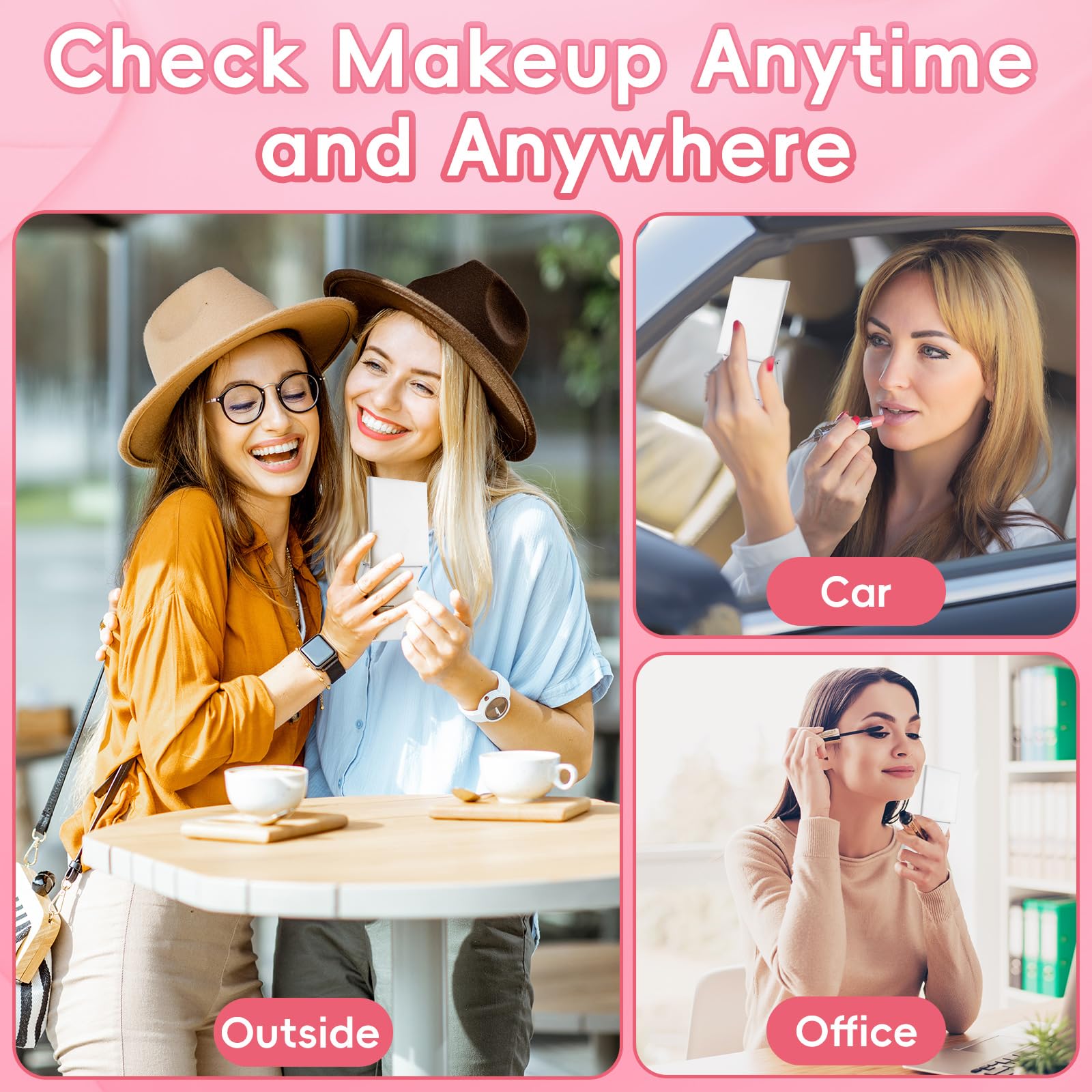 Allrose Compact Mirror, 1X/3X Magnifying Travel Mirror With Light Small Purse Mirror Pocket Mirror For Makeup, Mini Led Portable