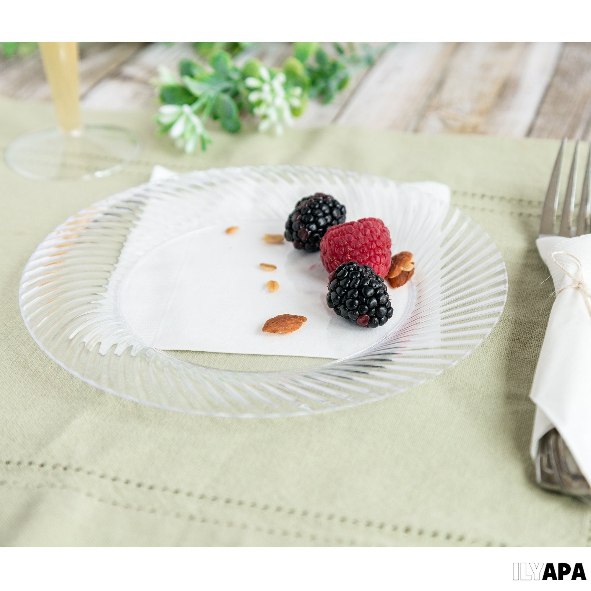 Ilyapa 100 Pack 9 Inch Disposable Dessert Plates, Plastic Clear Party Sets For 100 Guests, Clear Appetizer And Cake Plates 9 '',
