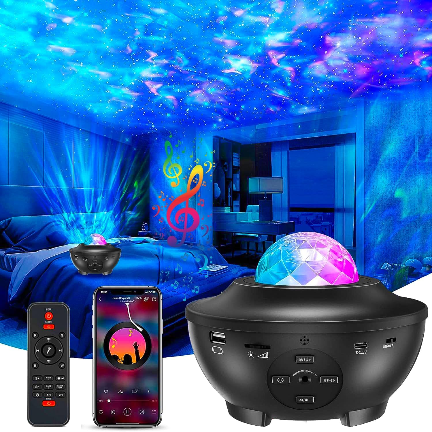 Rylan Plastic Galaxy Star Projector Night Led Lamp For Bedroom | Astronaut Space Projector Night Light For Kids | With Bluetooth